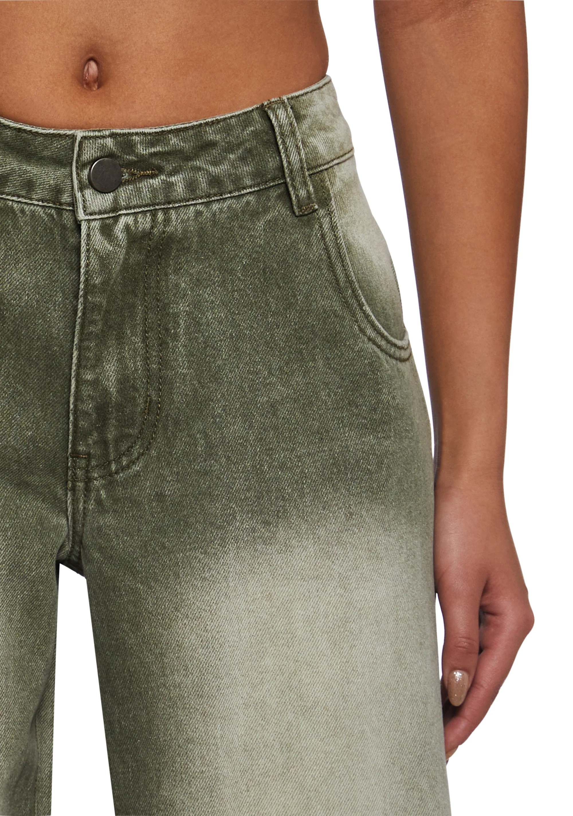 Sinful Attitude Wide Leg Jeans - Green - Image 5