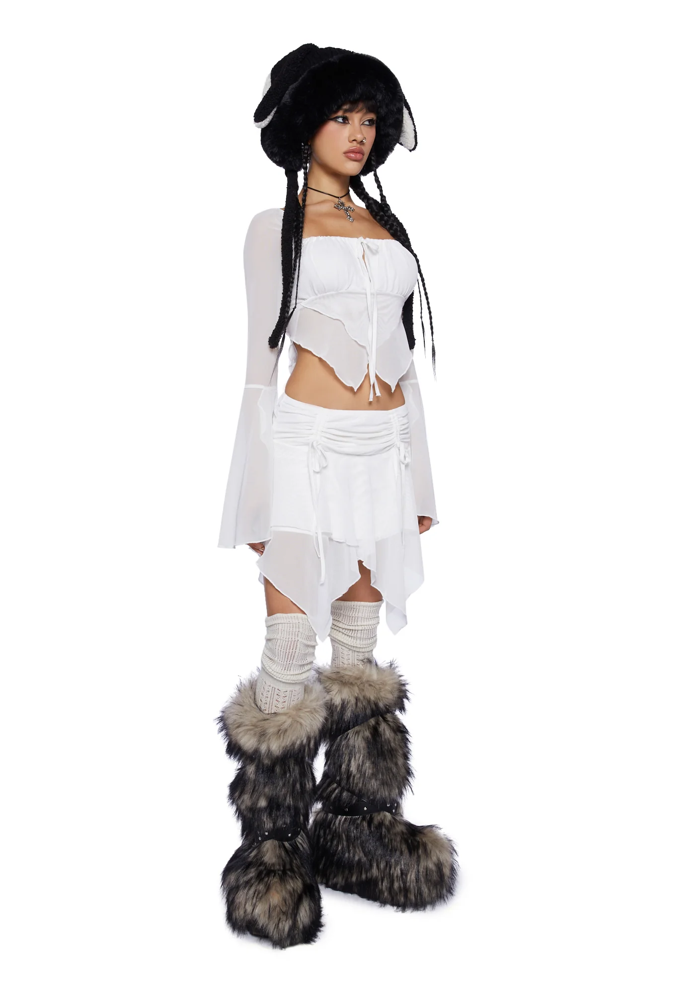 Wild Attraction Mesh Mini Skirt- Off White - Image 2