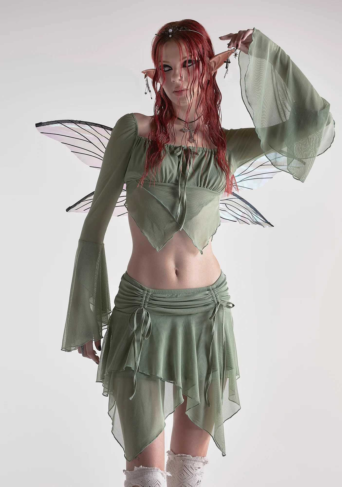 Wild Attraction Mesh Top- Green - Image 6