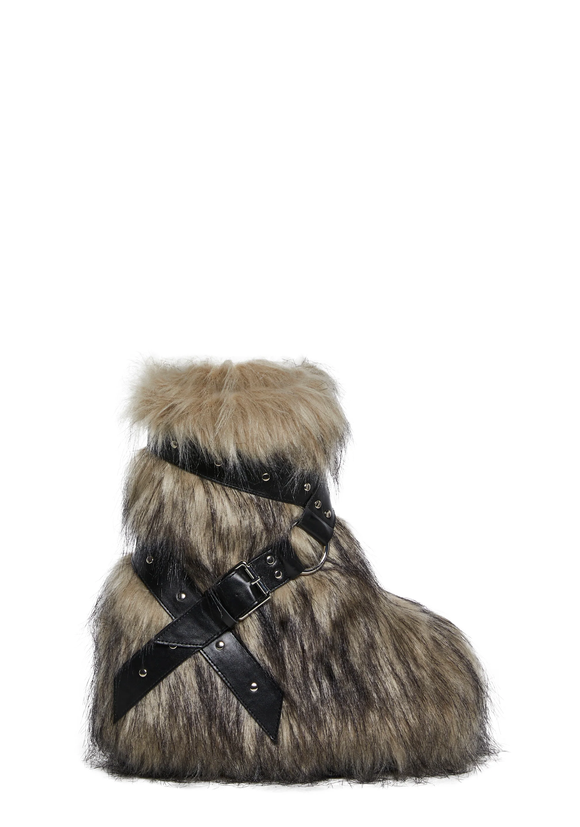 Low Wild Instincts Faux Fur Combat Boots - Off White
