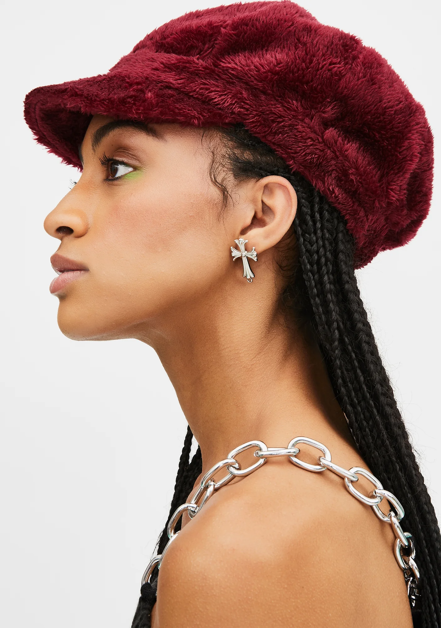 Wine Plush Love Faux Fur Hat - Image 2