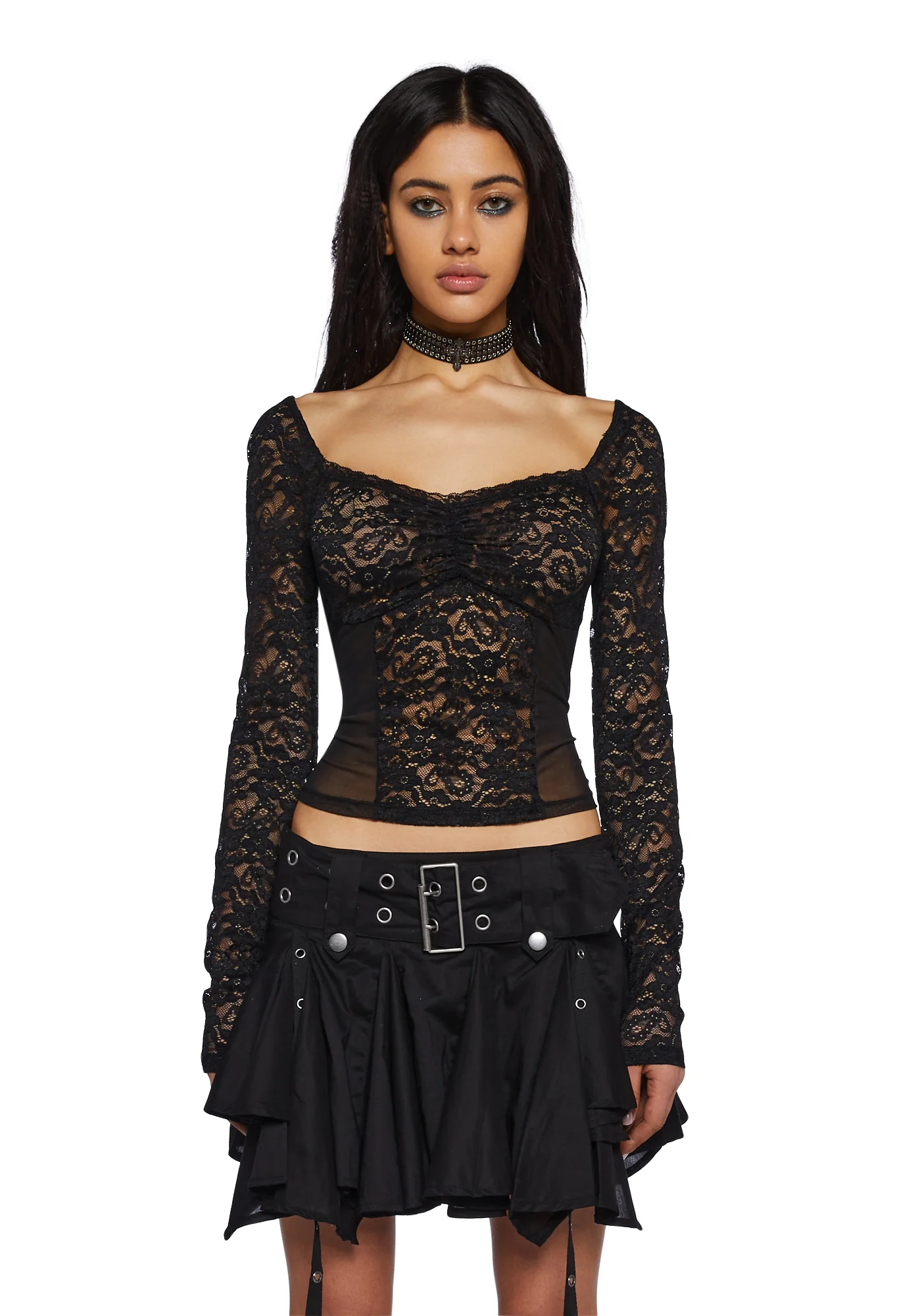 Winged Bliss Lace Top - Black - Image 2