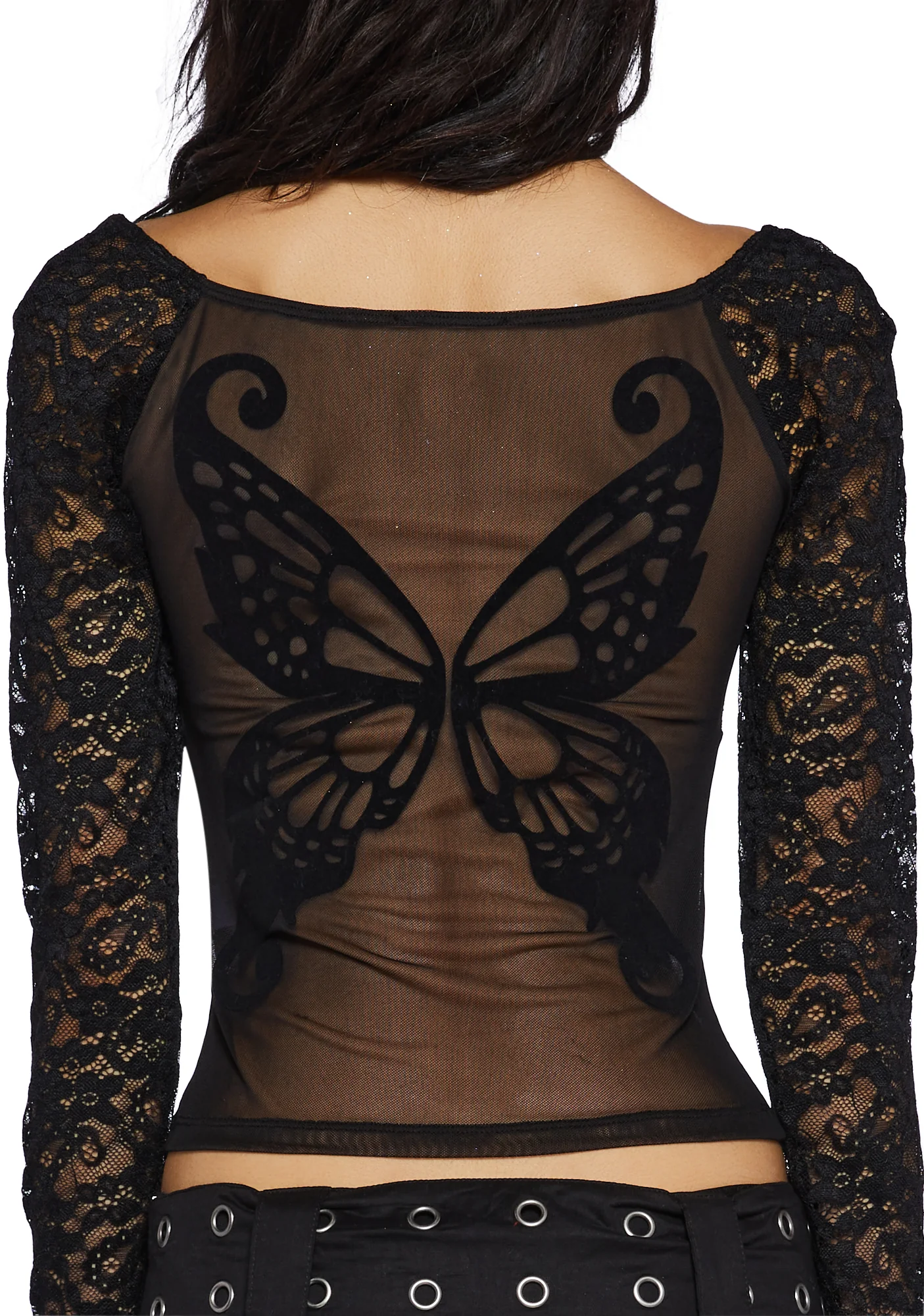Winged Bliss Lace Top - Black - Image 4