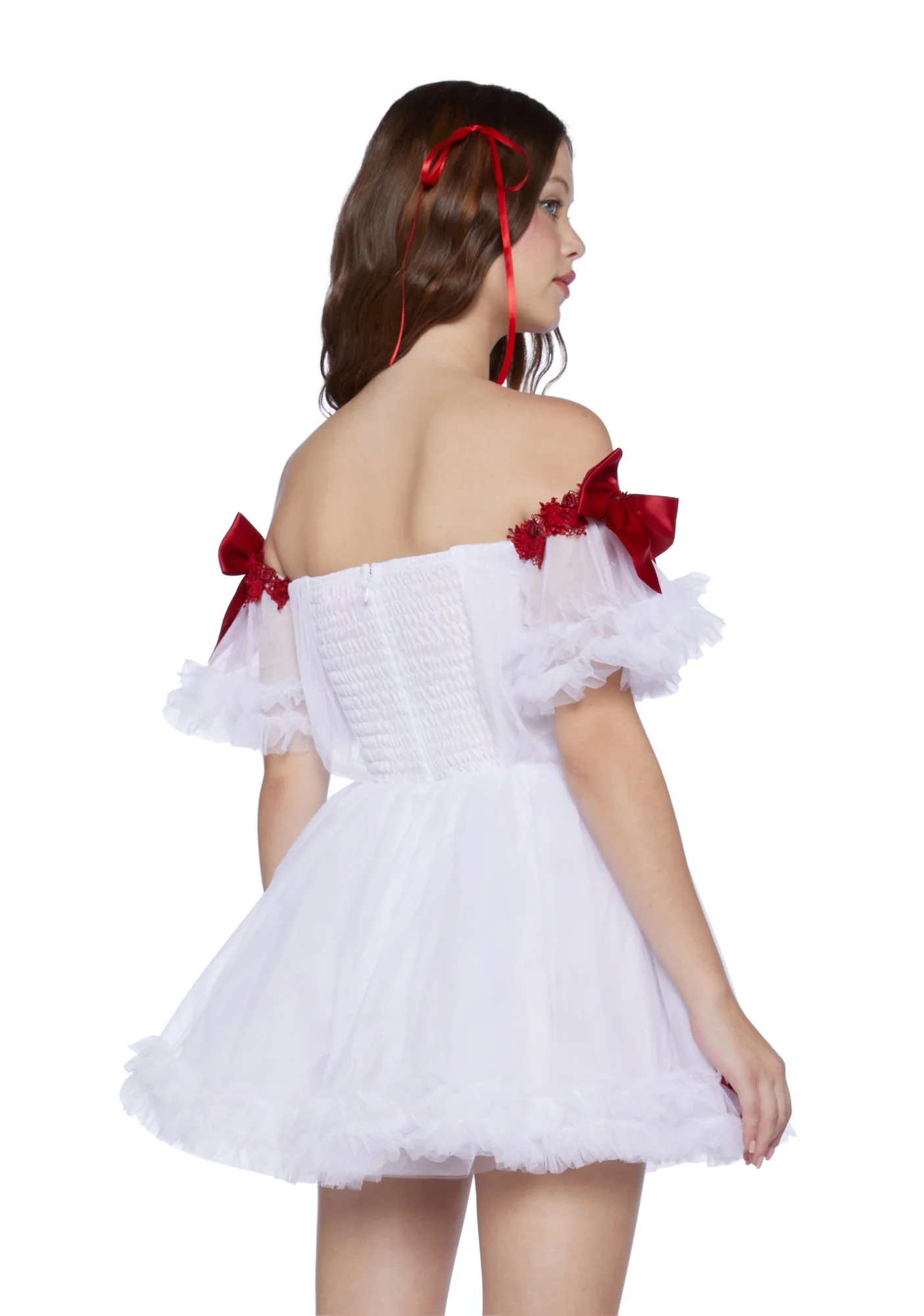 Winter Rose Mini Dress - White - Image 4