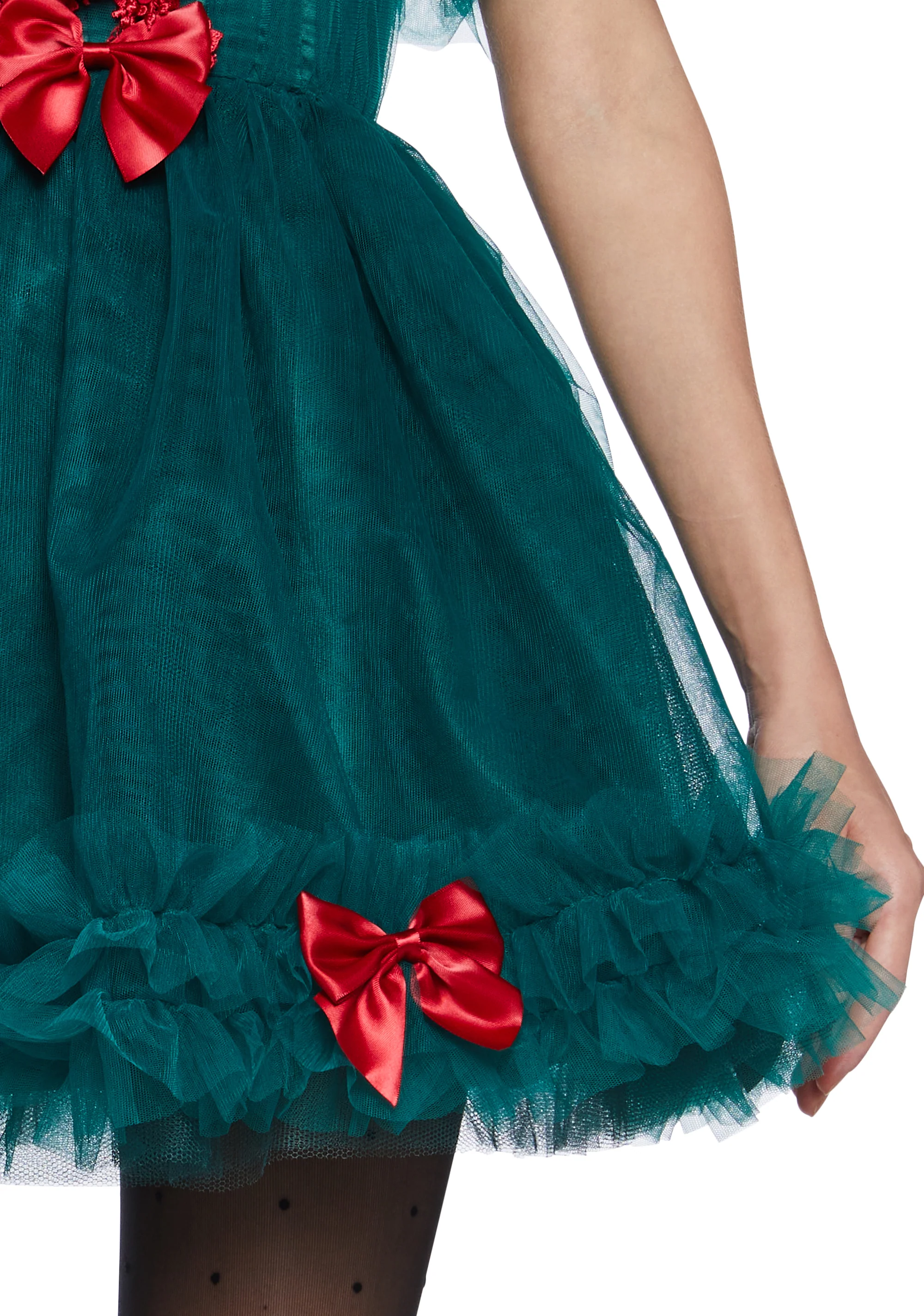 Winter Rose Mini Dress - Green - Image 5