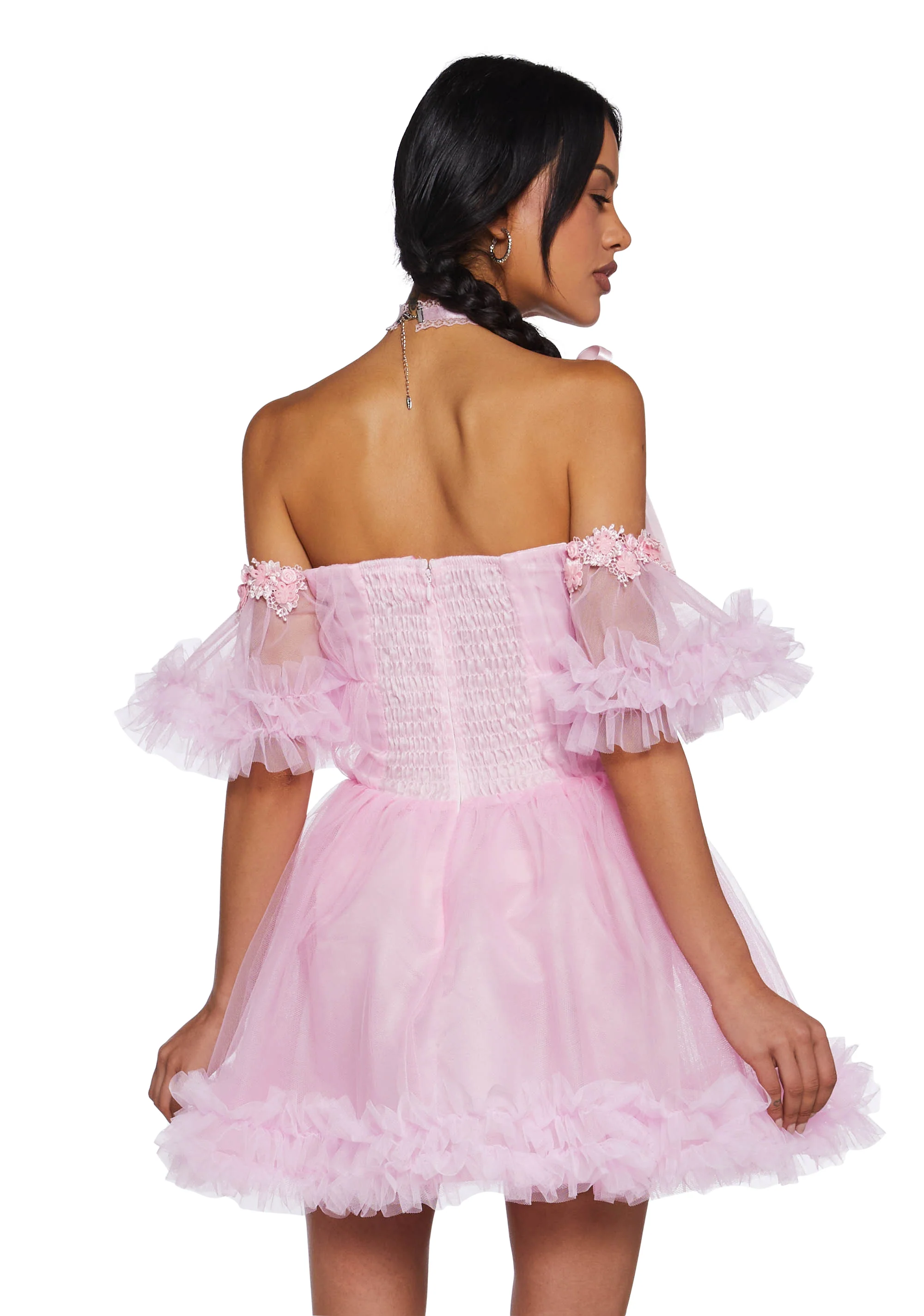 Winter Rose Mini Dress - Pink - Image 4