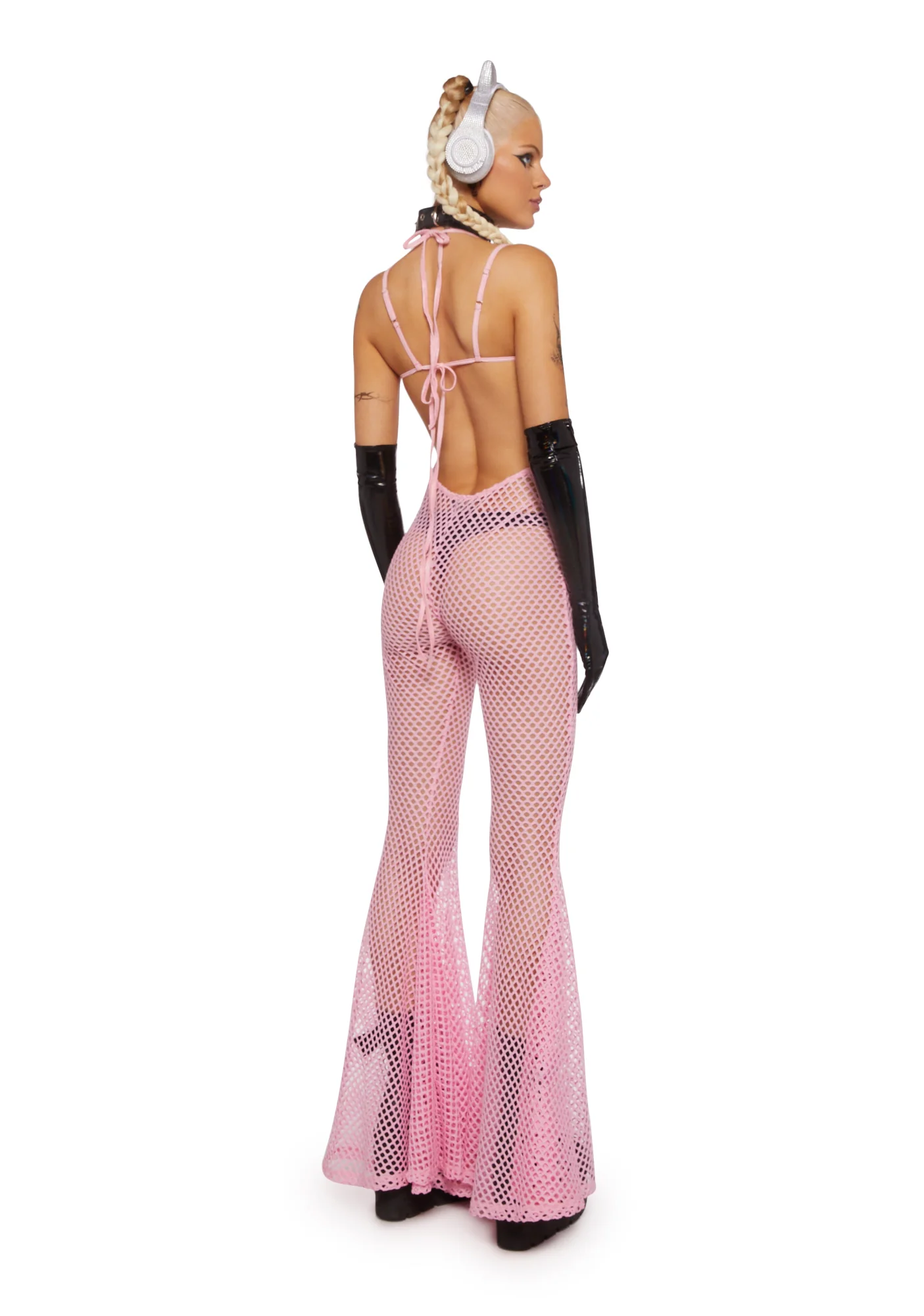 Wired Seduction Fishnet Jumpsuit - Pink - Image 4