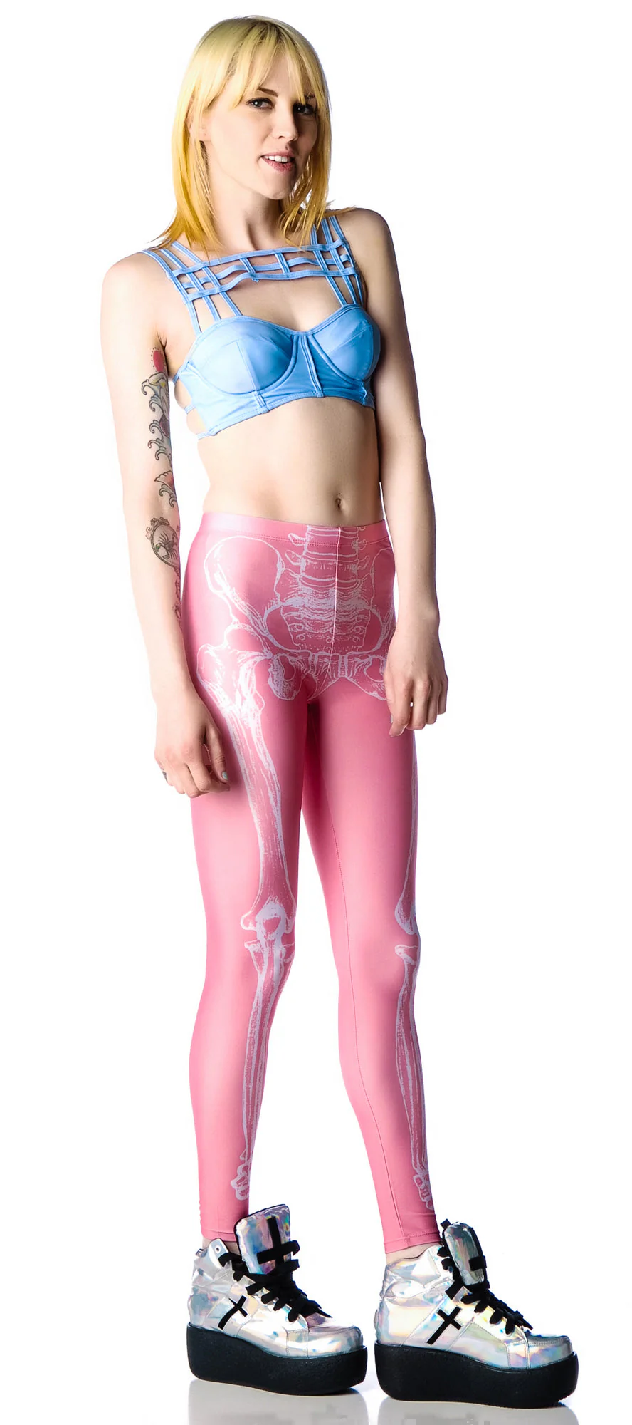 Wishbone Leggings - Light Blue - Image 13
