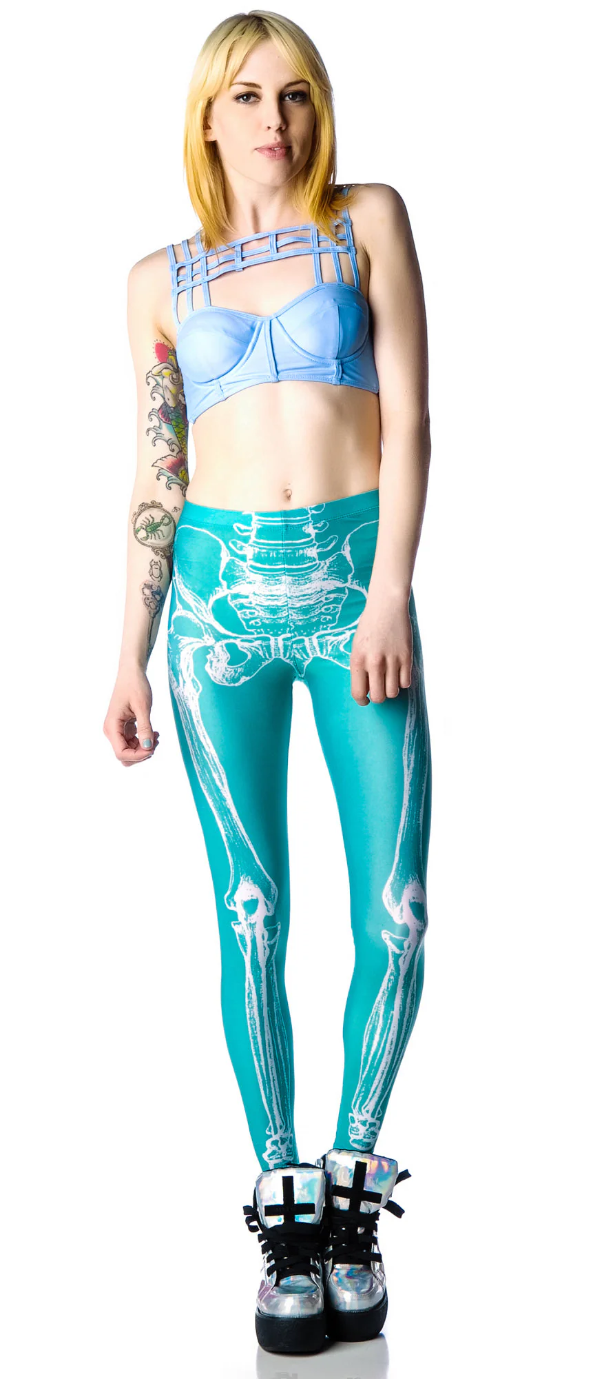 Wishbone Leggings - Light Blue - Image 6