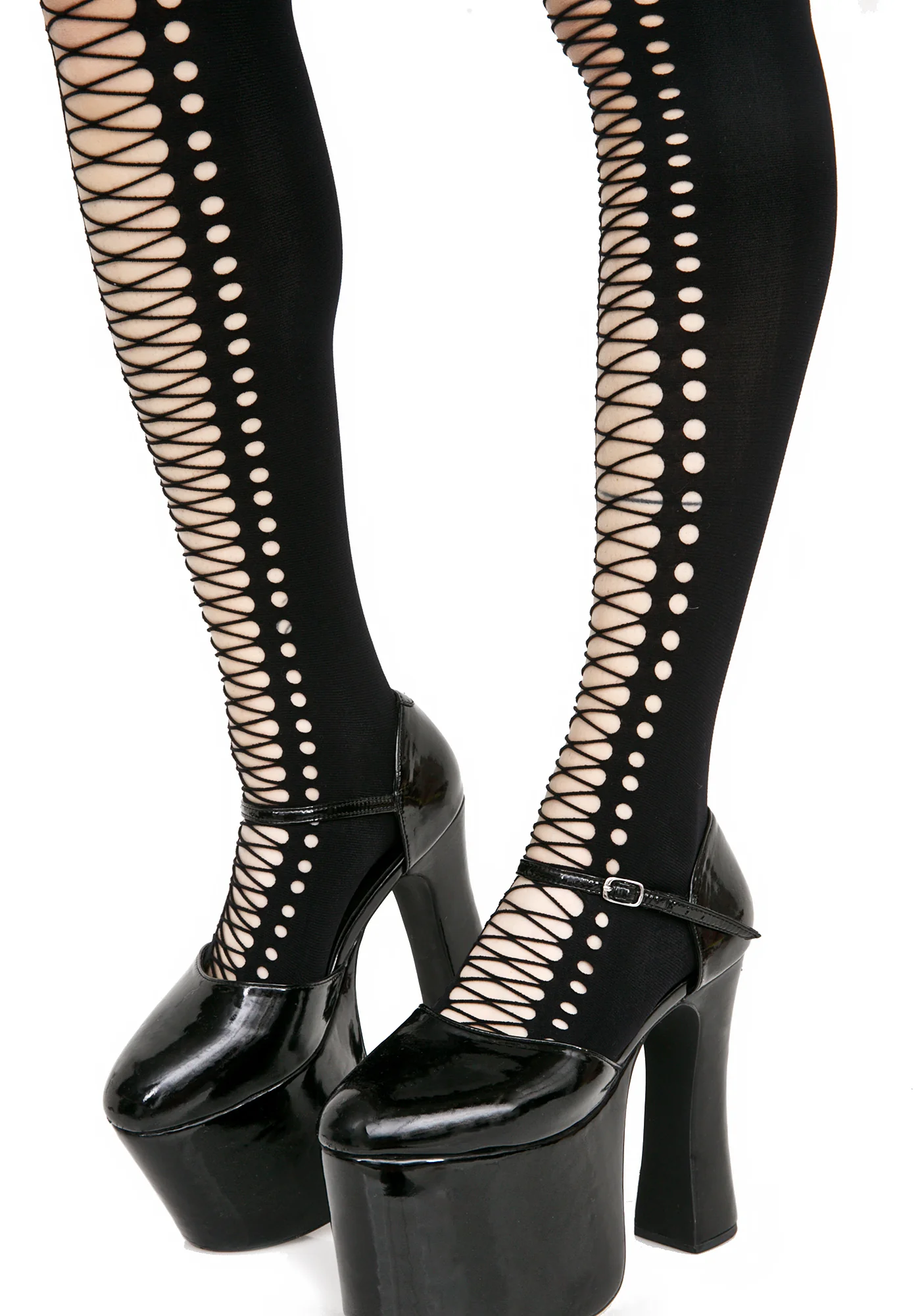 Witching Hour Faux Lace Up Tights - Image 3