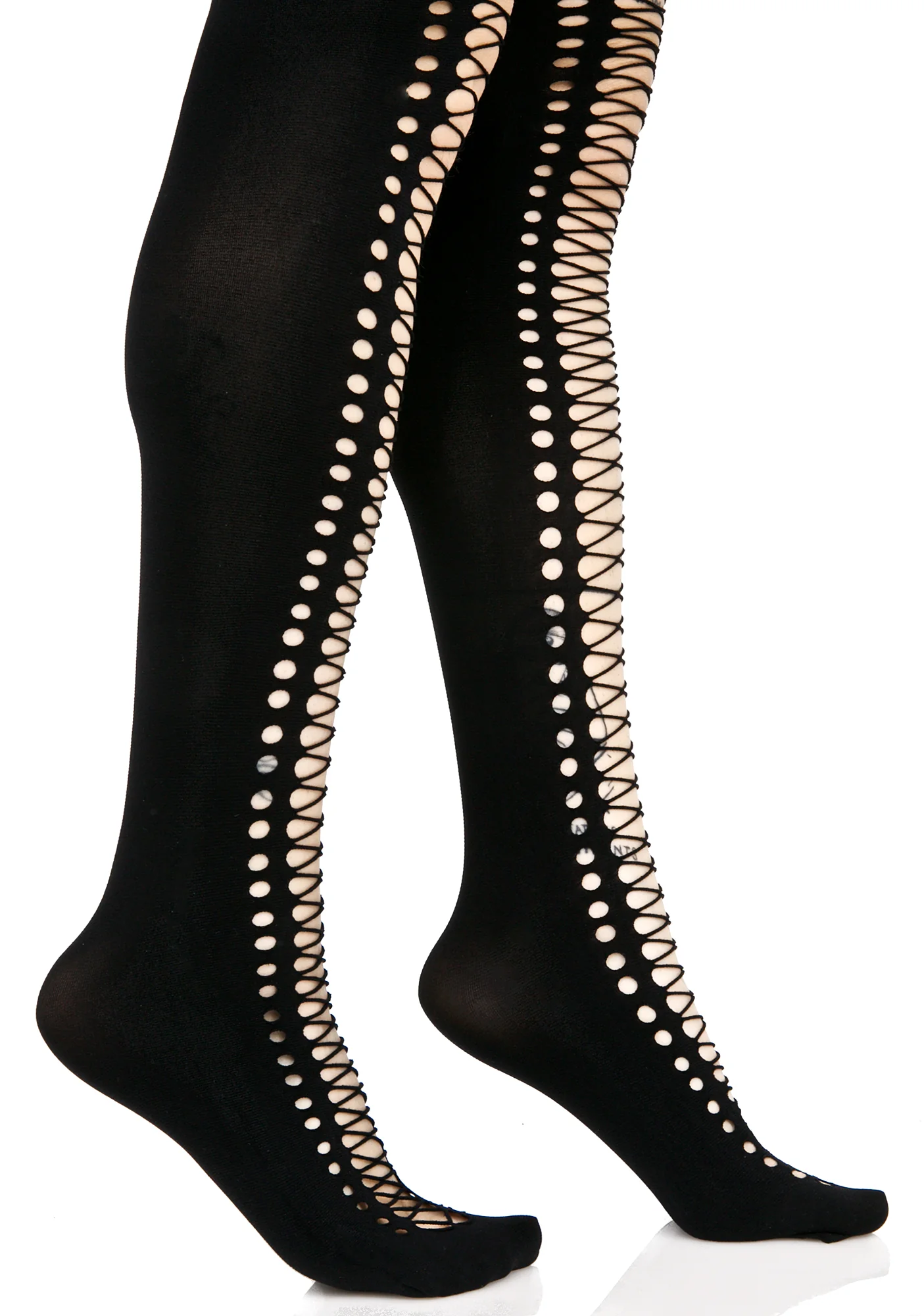Witching Hour Faux Lace Up Tights - Image 4