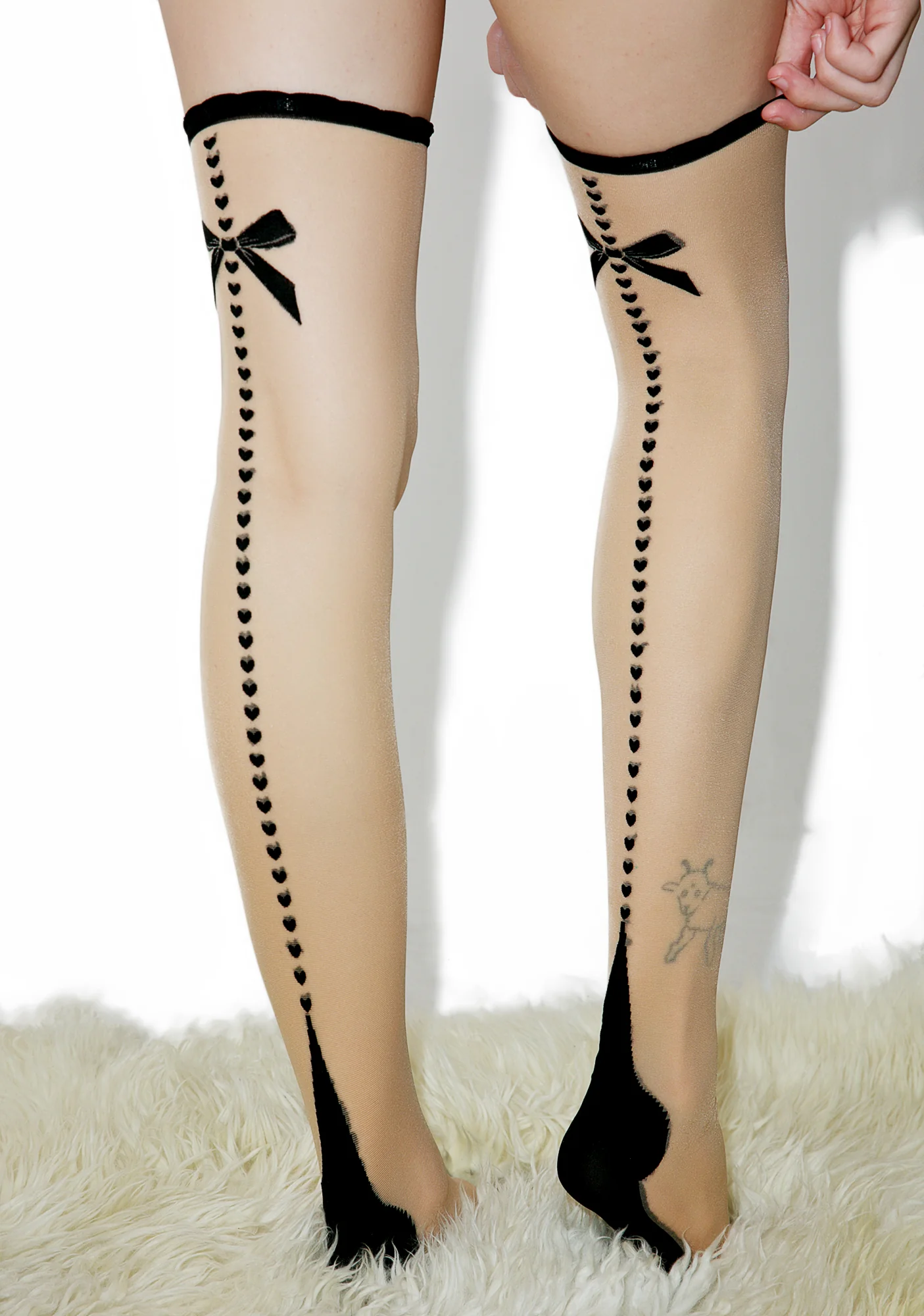 With A Bow Sheer Thigh-Highs - Image 3