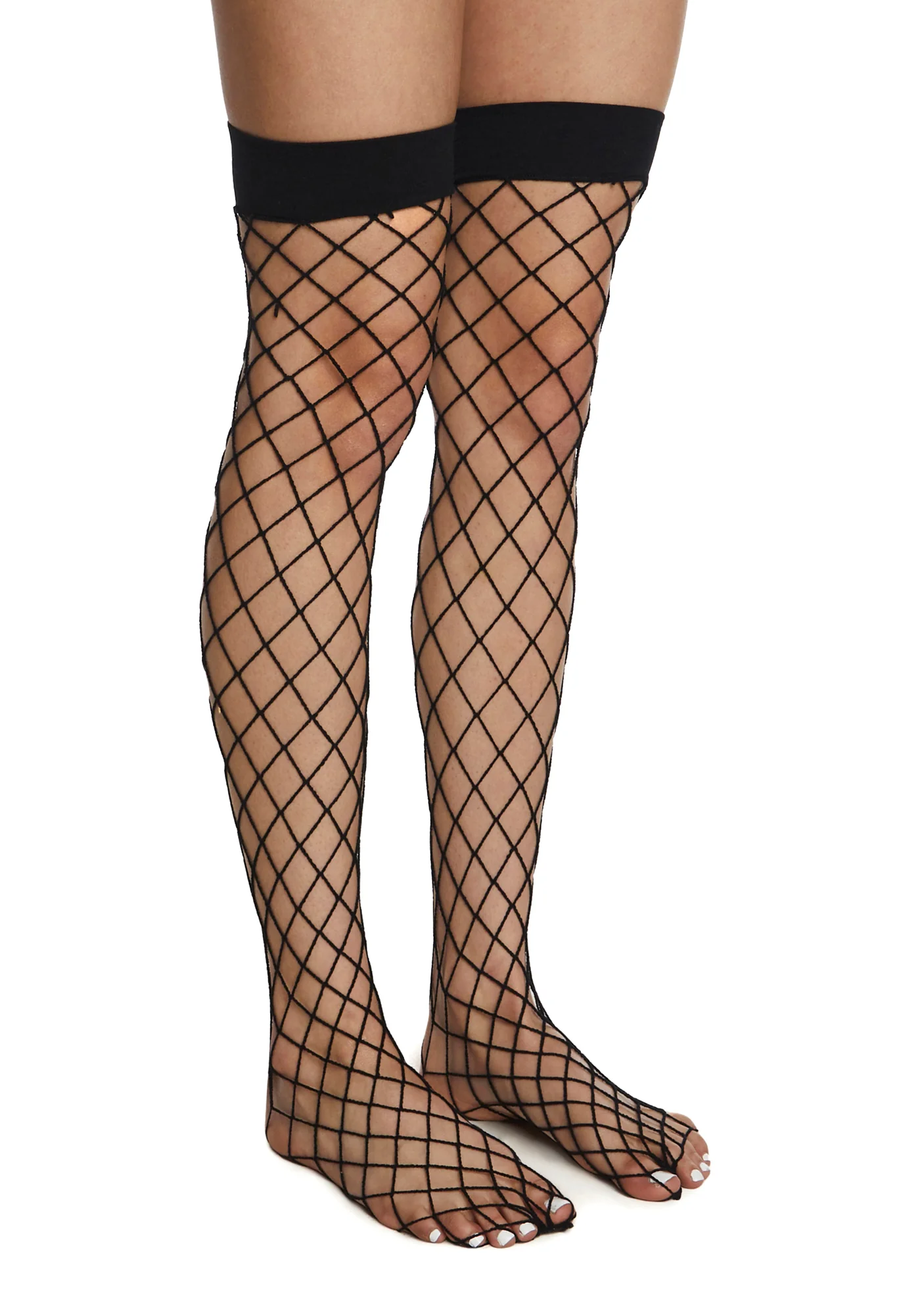 Worship Me Black Fence Net Thigh Highs - Image 2