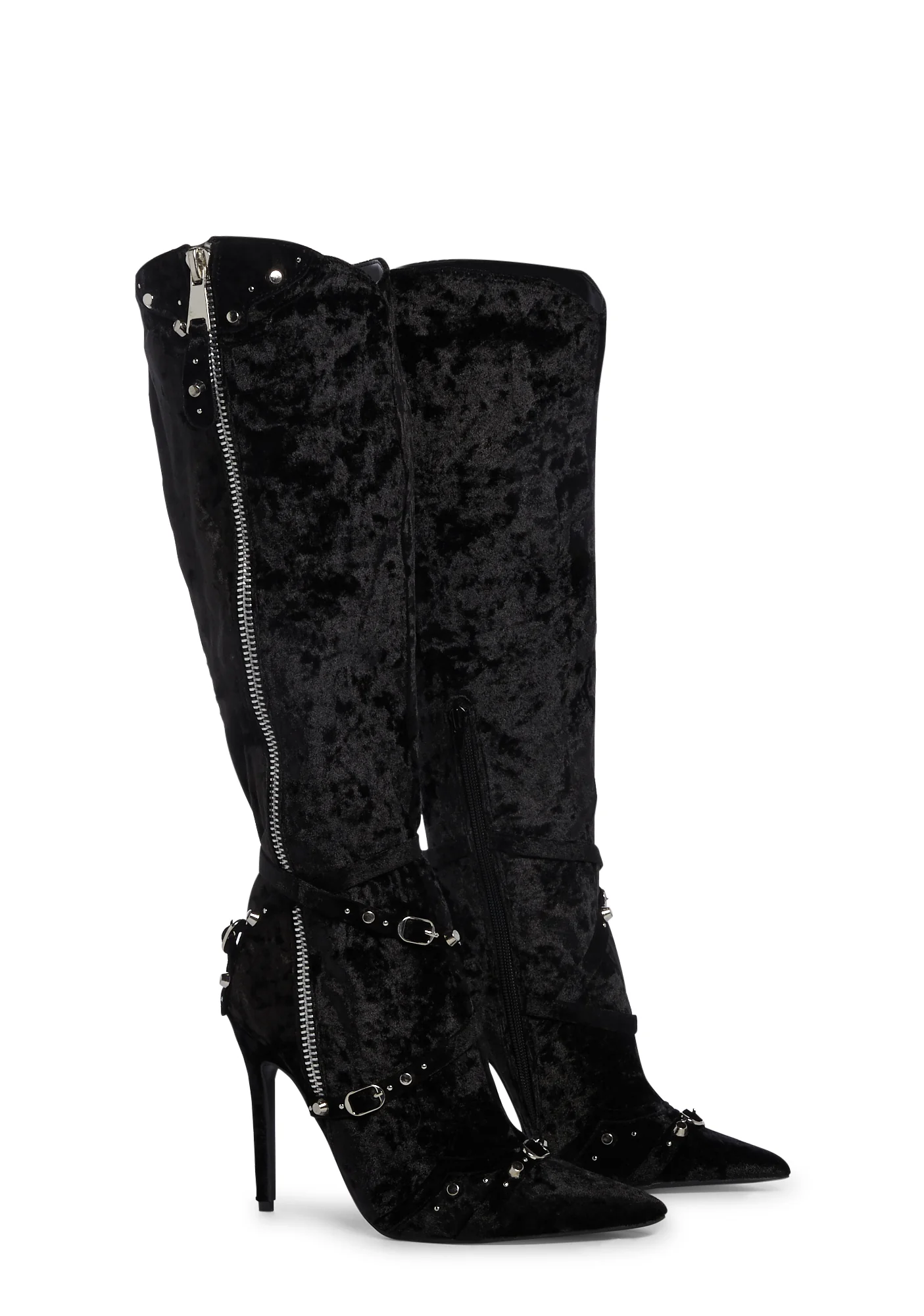 Worthy Knee High Boots - Black Velvet - Image 3