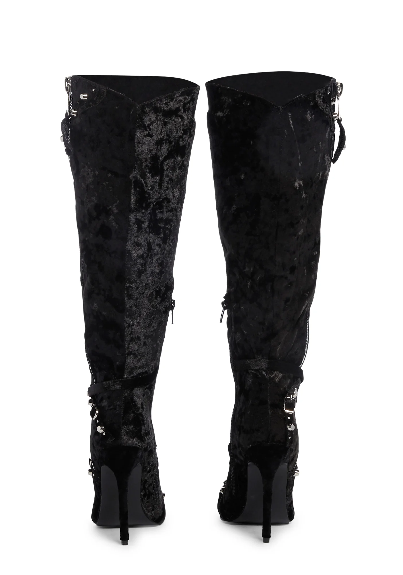 Worthy Knee High Boots - Black Velvet - Image 4