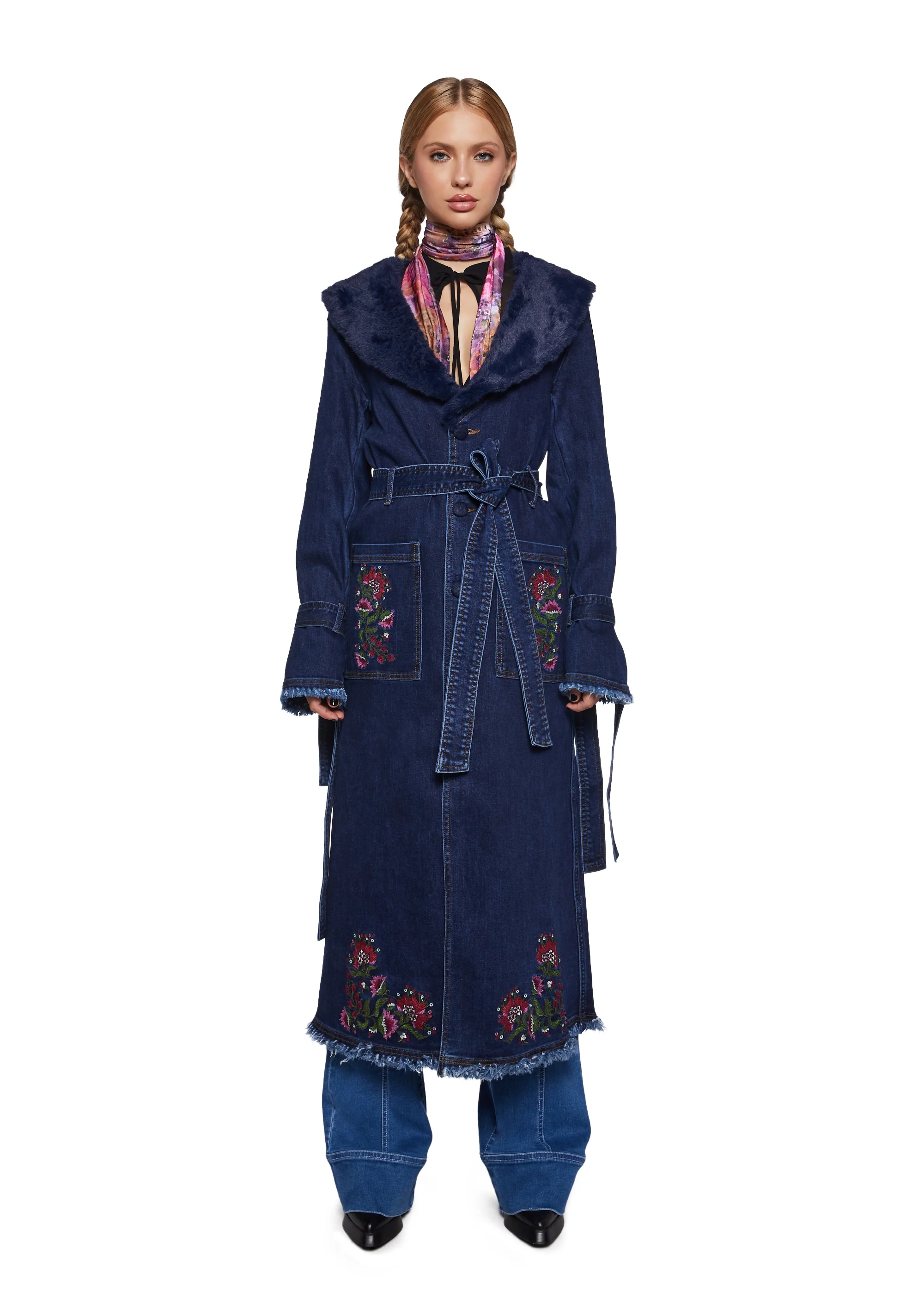 Woven Dreams Denim Trench Coat - Image 2