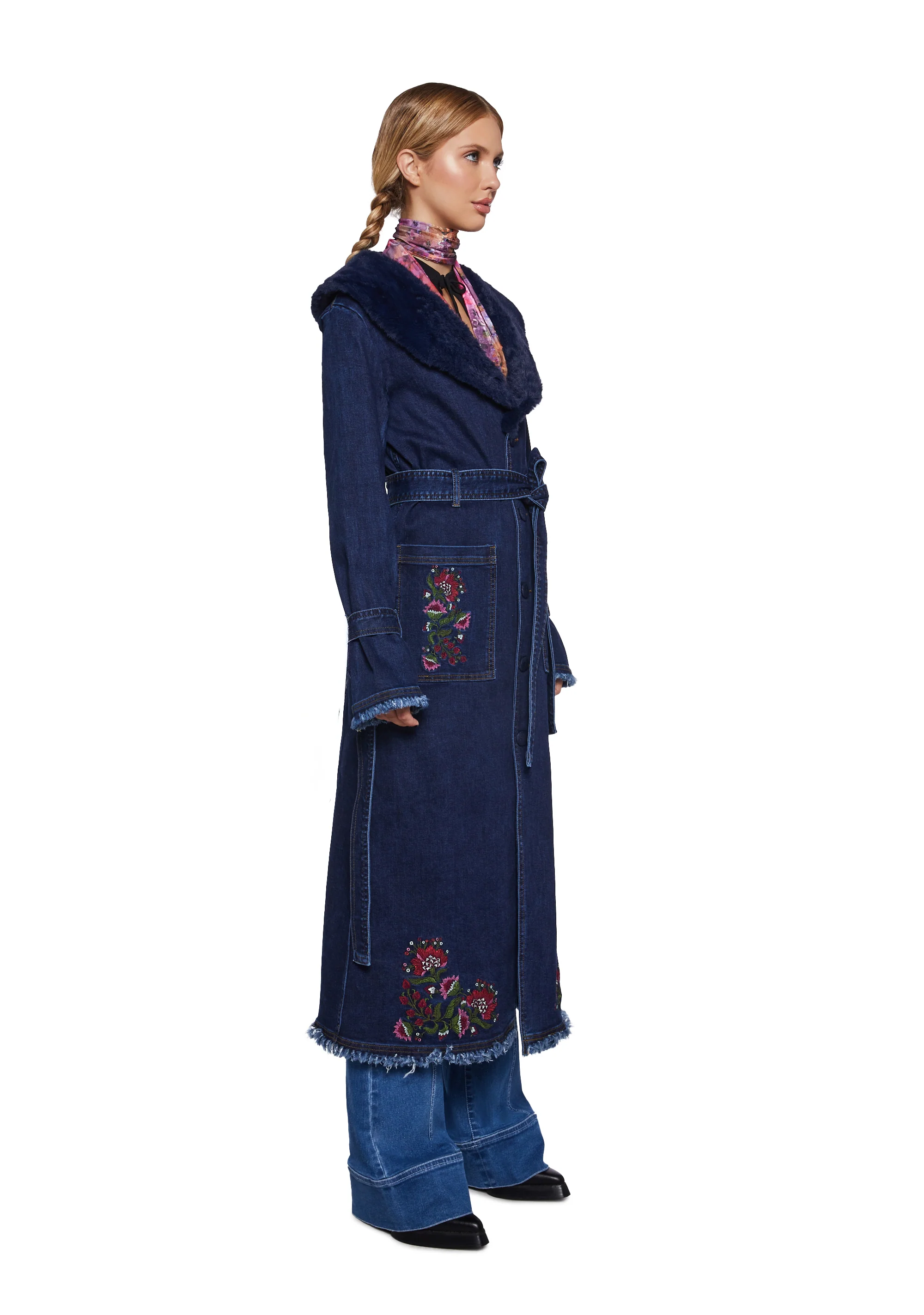 Woven Dreams Denim Trench Coat - Image 4