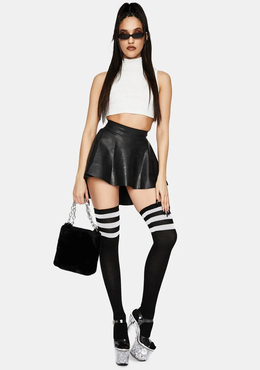 X Bettie Page Black Latex Flippy Skirt - Image 3