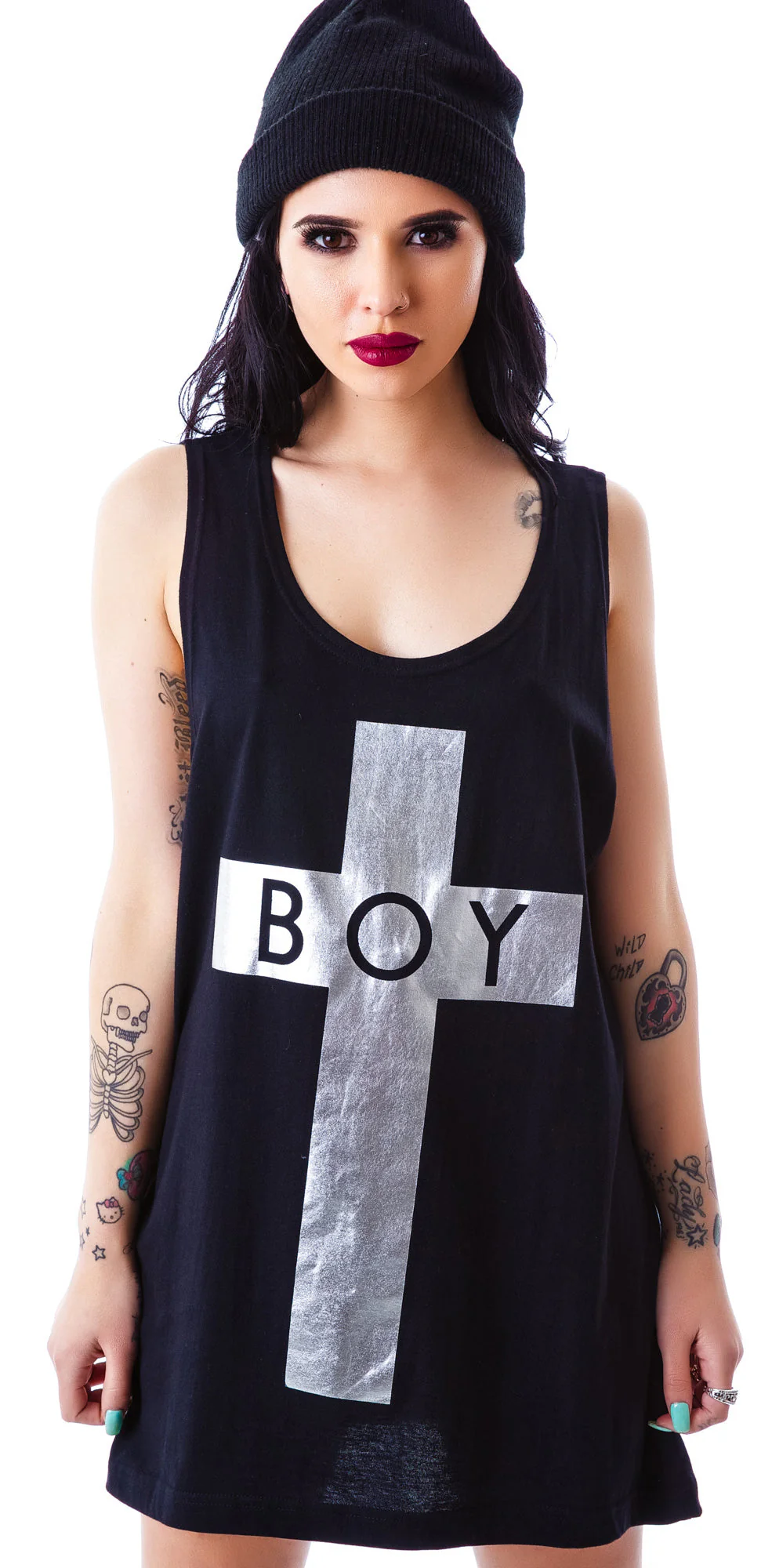 x BOY London Boy Cross Oversized Tank - Silver - Image 15
