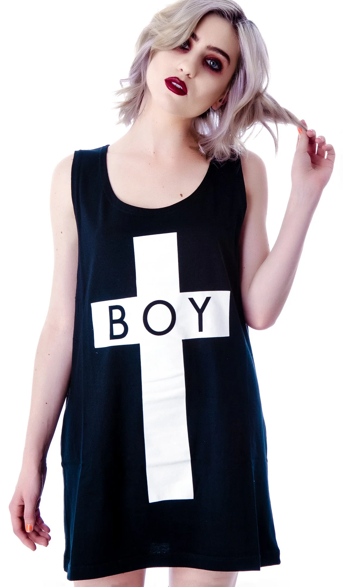 x BOY London Boy Cross Oversized Tank - Silver - Image 16