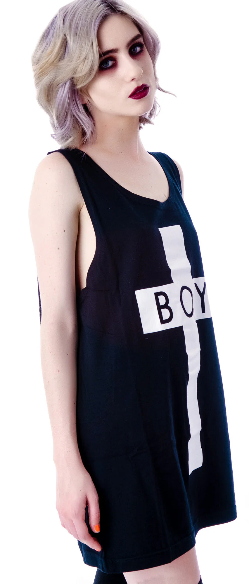 x BOY London Boy Cross Oversized Tank - Silver - Image 23