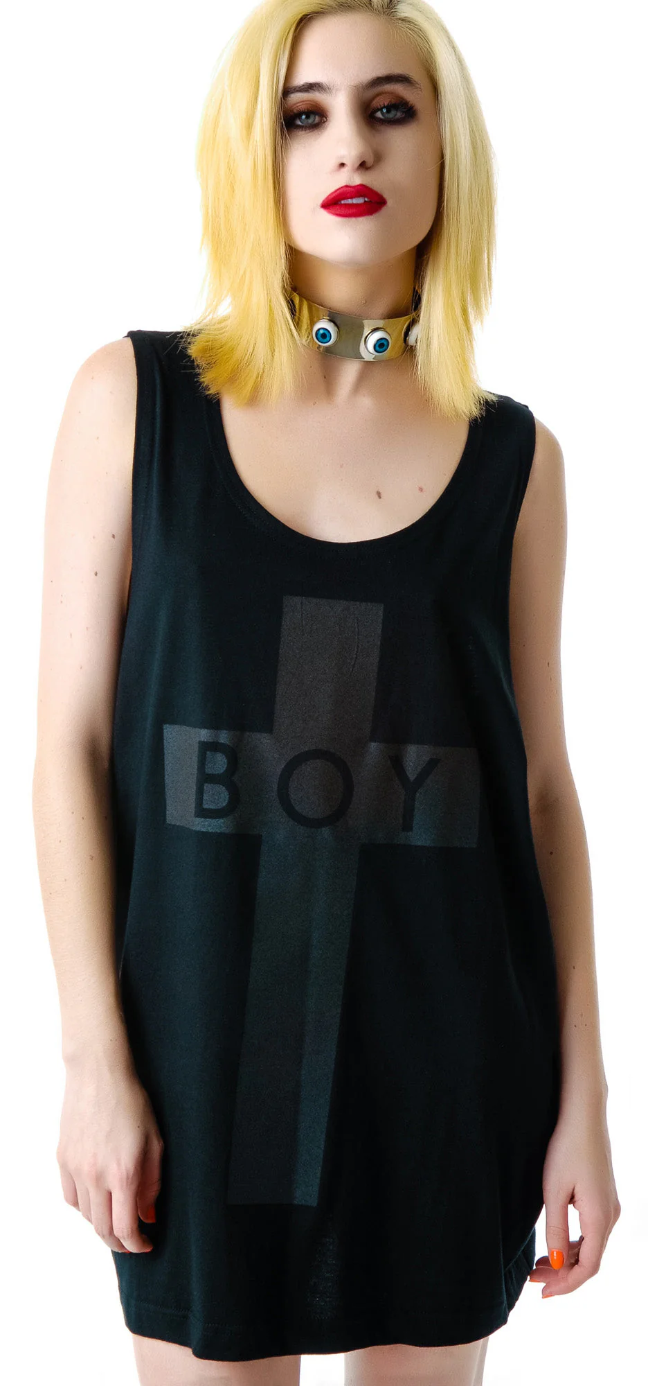 x BOY London Boy Cross Oversized Tank - Silver - Image 26