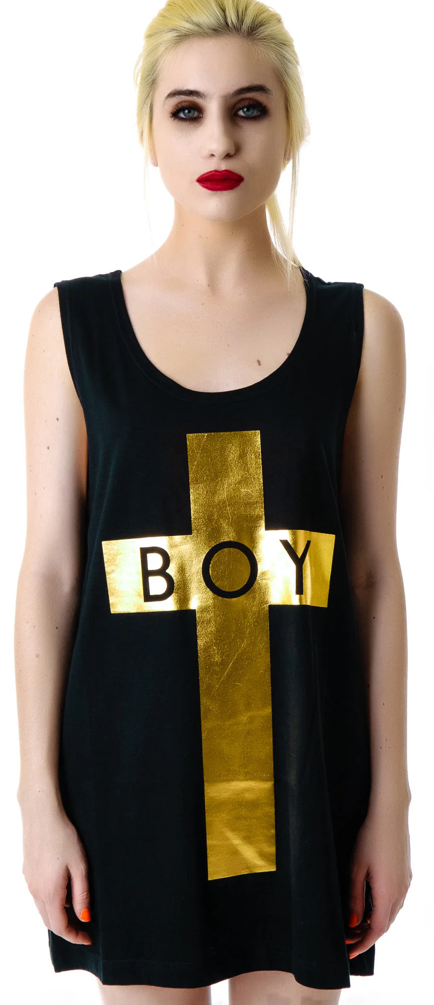 x BOY London Boy Cross Oversized Tank - Silver - Image 27