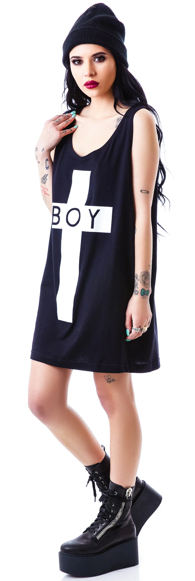 x BOY London Boy Cross Oversized Tank - Silver - Image 4