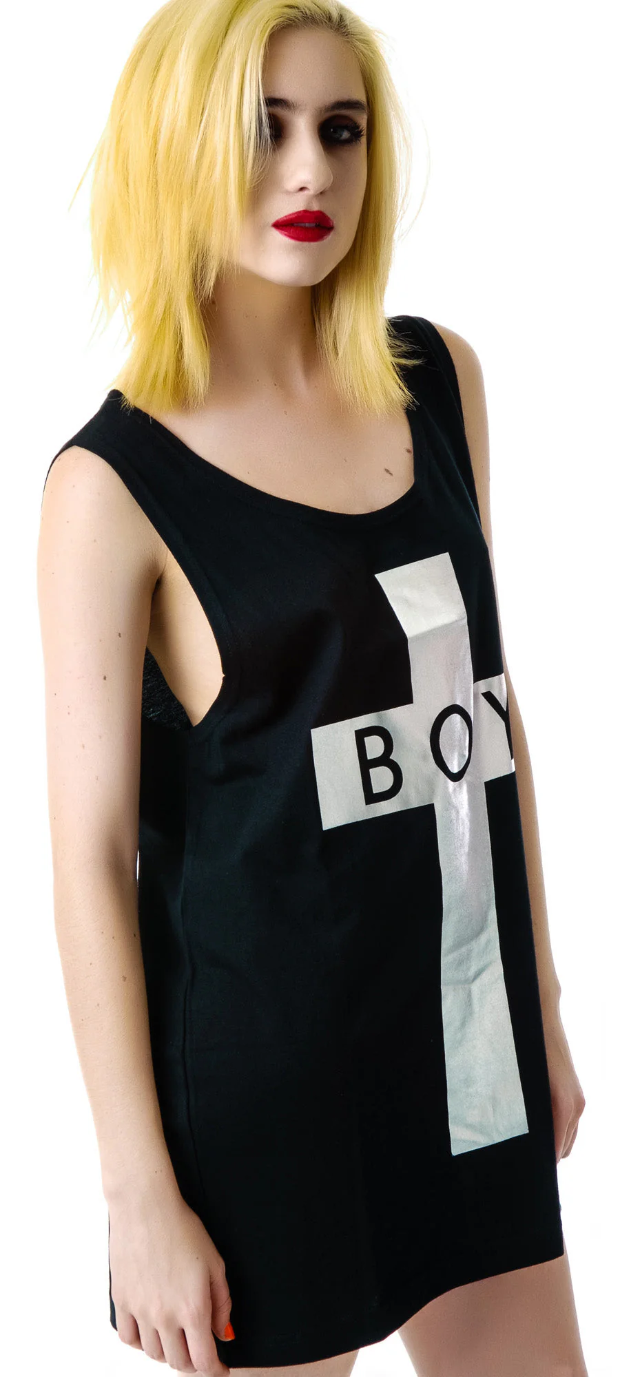 x BOY London Boy Cross Oversized Tank - Silver - Image 9