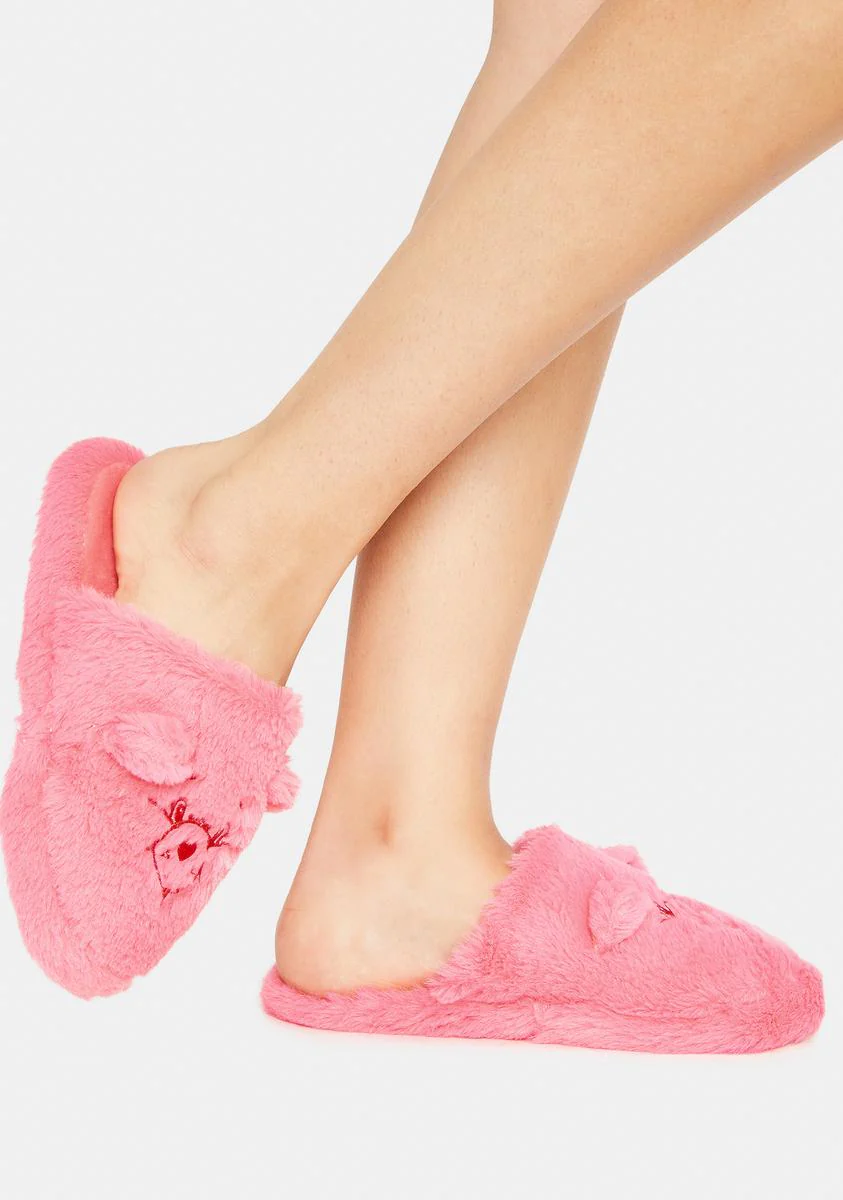 X Care Bears Fluffy Pink Slippers - Image 3
