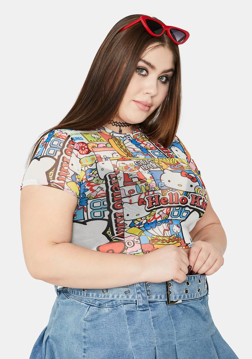 x Hello Kitty Curve Mesh Crop Tee - Image 2