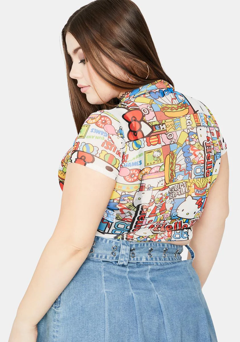 x Hello Kitty Curve Mesh Crop Tee - Image 4