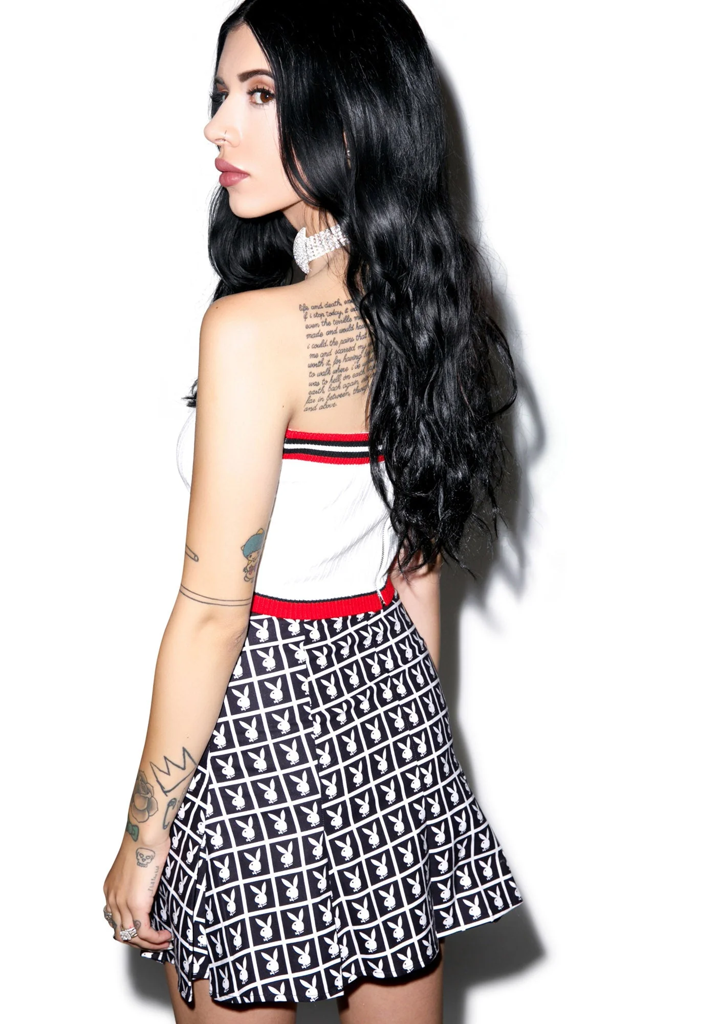 X Playboy Panel Pleated Skirt - Black - Image 10