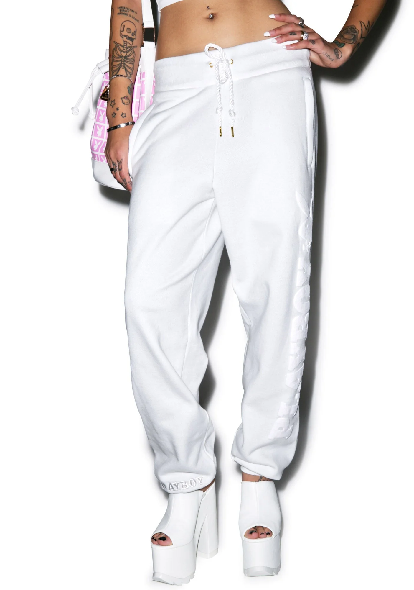 X Playboy Sweat Pants - Off White - Image 15