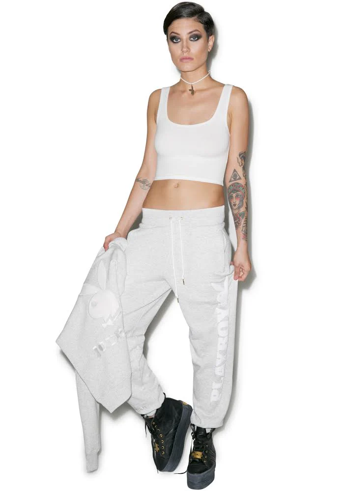 X Playboy Sweat Pants - Gray - Image 17