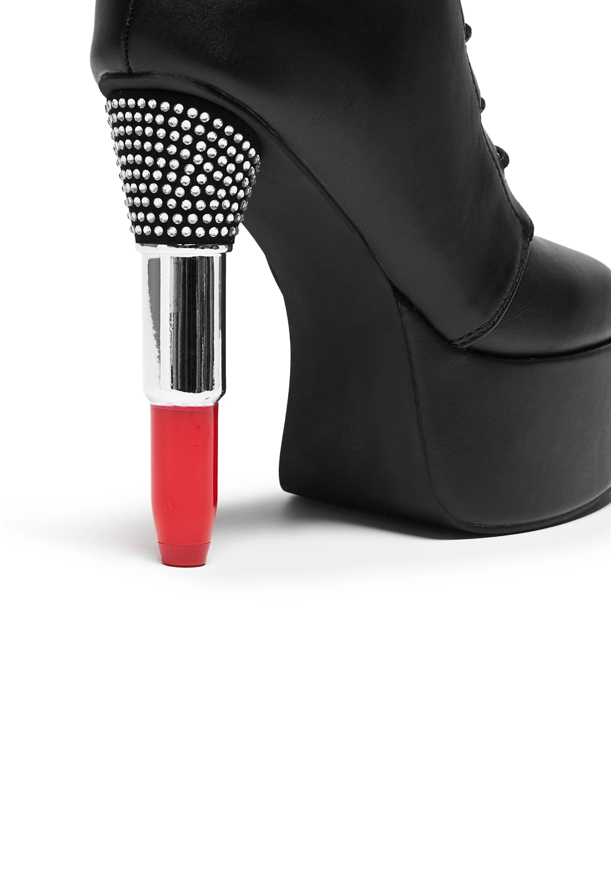 X Rocky Horror Show Thrill Me Lipstick Heeled Boots - Black - Image 5