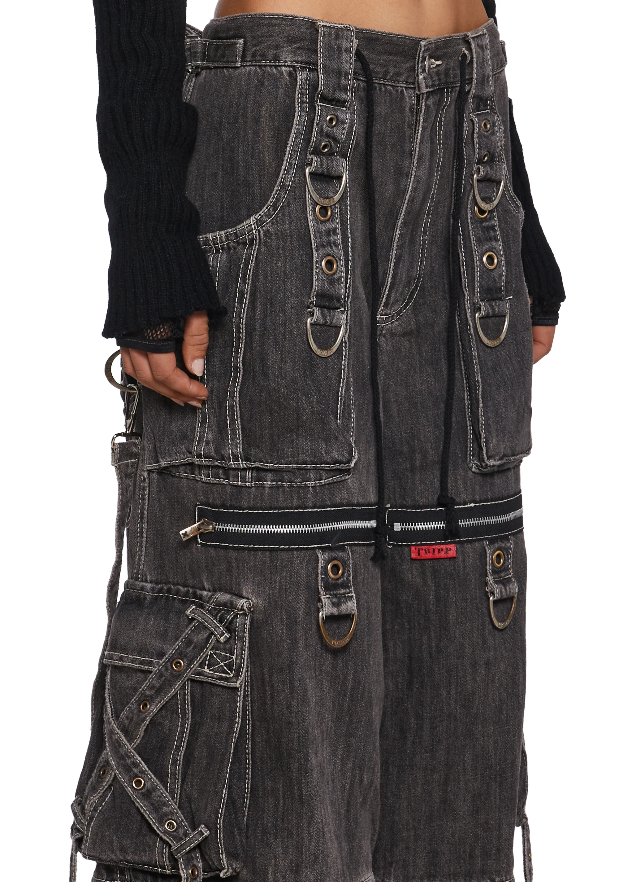 X-Strap Denim Jeans - Black - Image 5