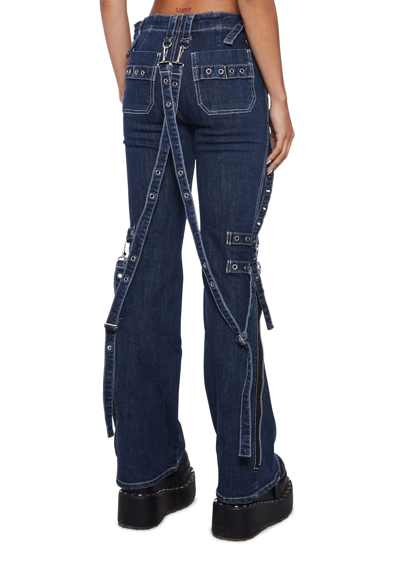 X-Strap Pants - Blue Denim - Image 4