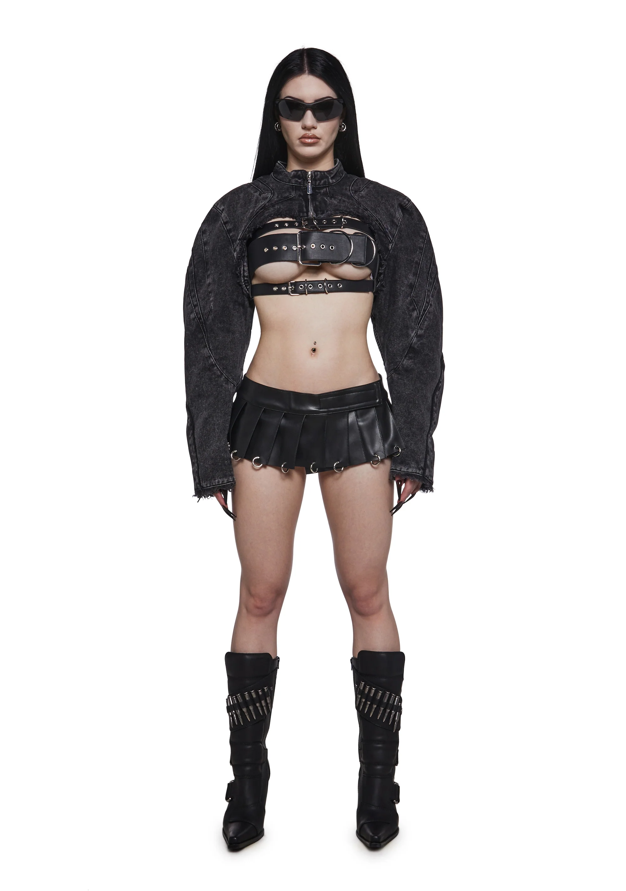 XTC Denim Choker Jacket - Black - Image 2