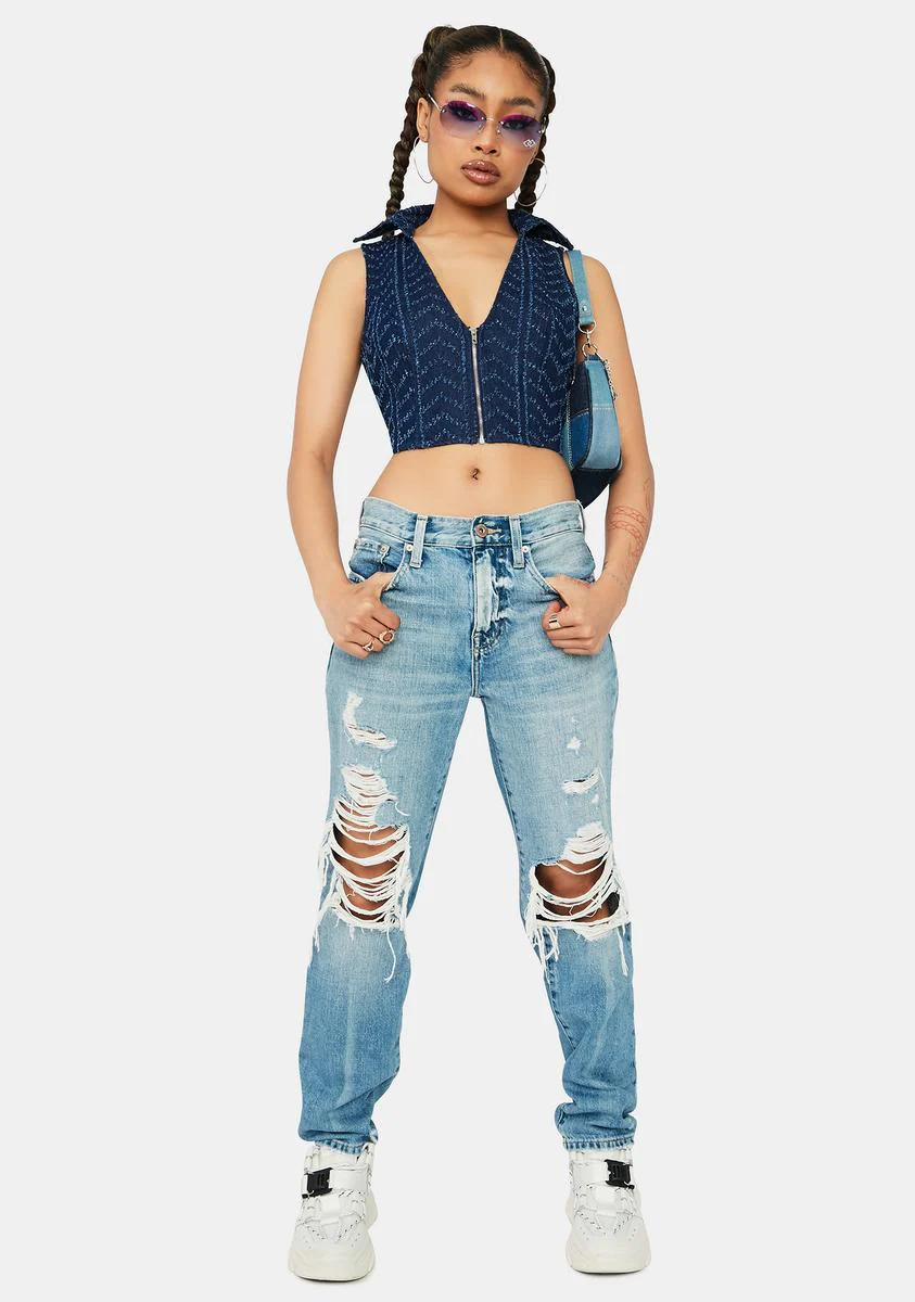 Y2K Realness Denim Corset Top - Image 3