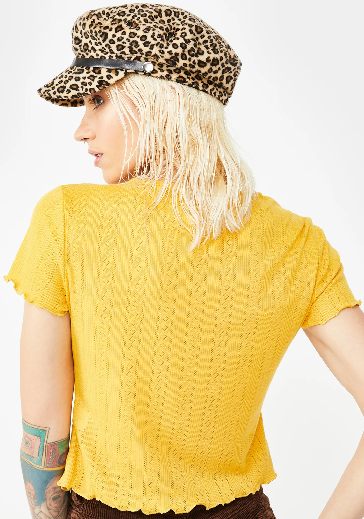Yellow Lettuce Edge Crop Tee - Image 4
