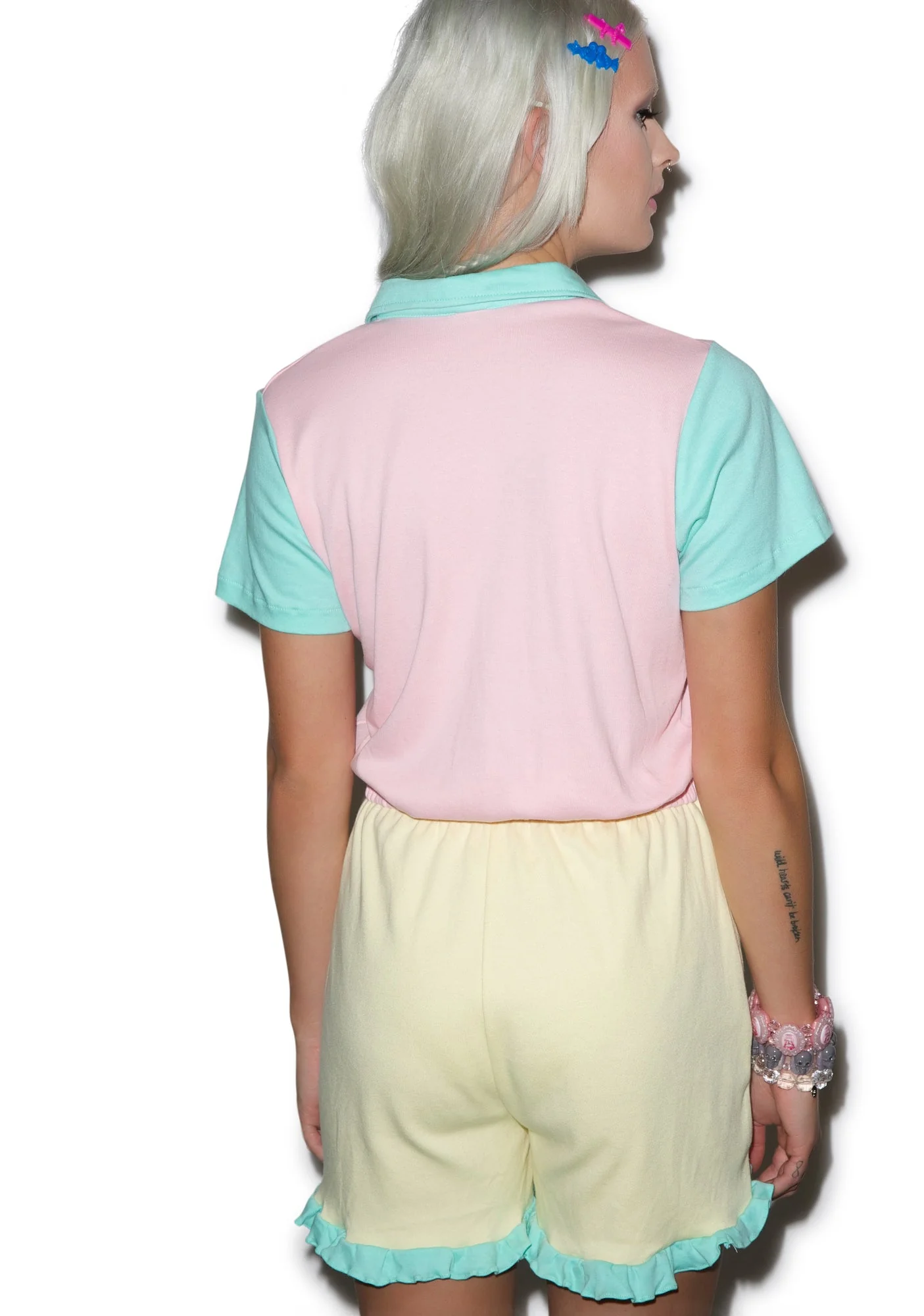 You Got It Dude Ruffle Romper - Pink - Image 3