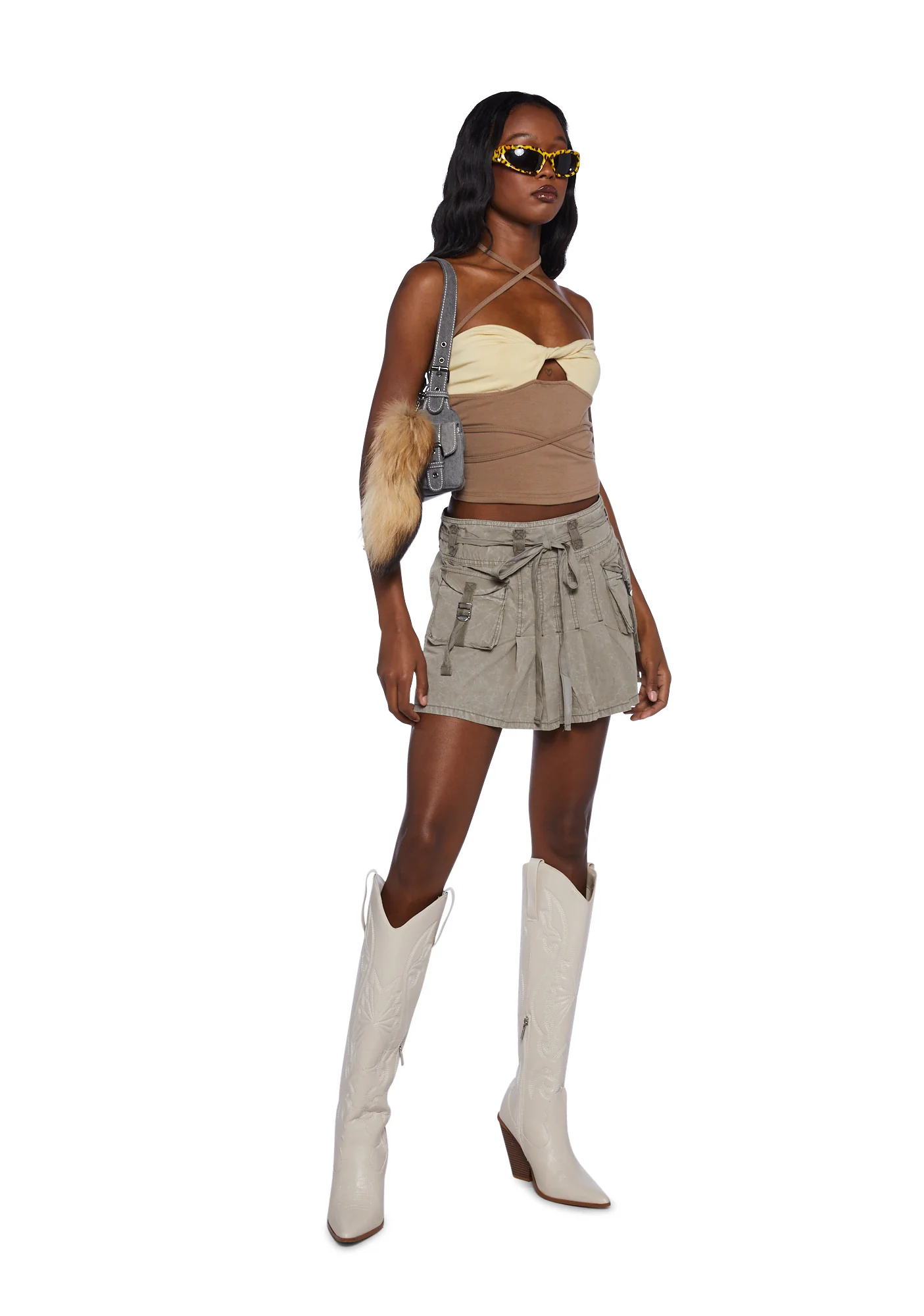 You're Welcome Crop Top- Brown - Image 2