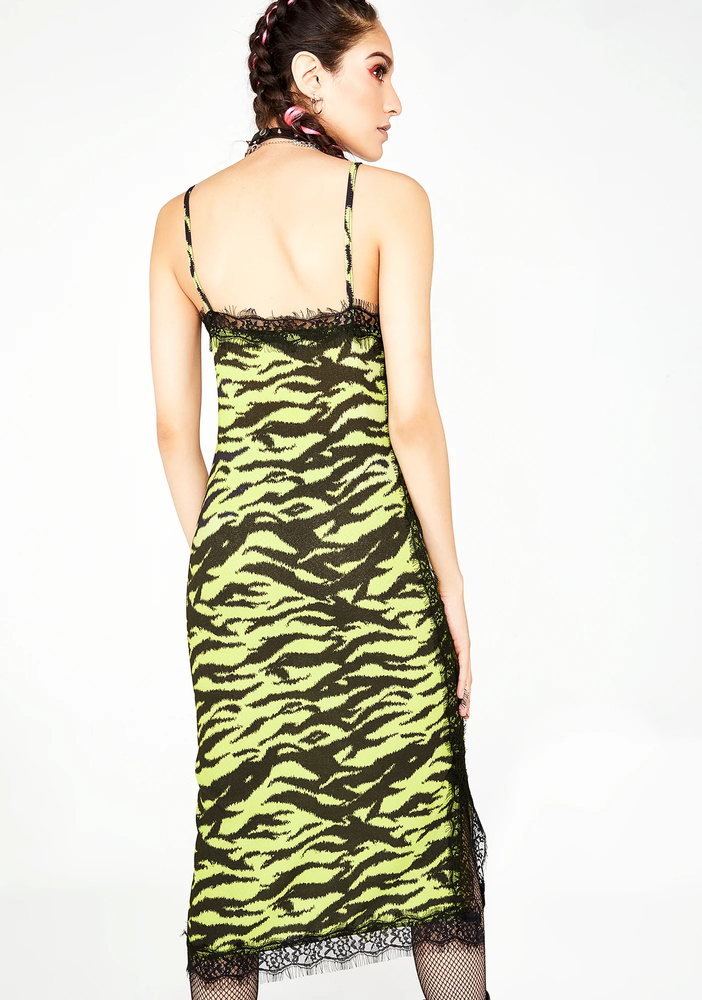 Zebra Lace Slip Dress - Image 4