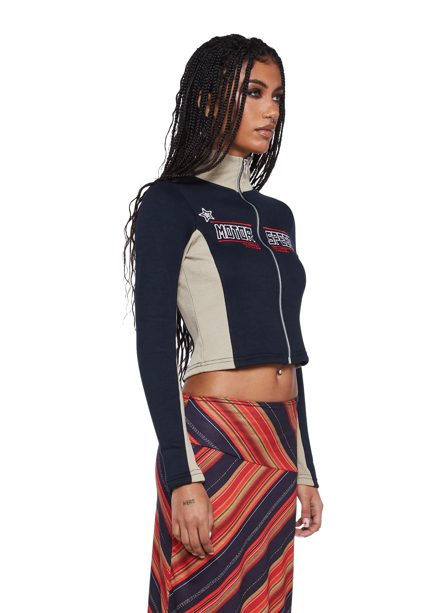 Zip Front Long Sleeve Top - Image 3