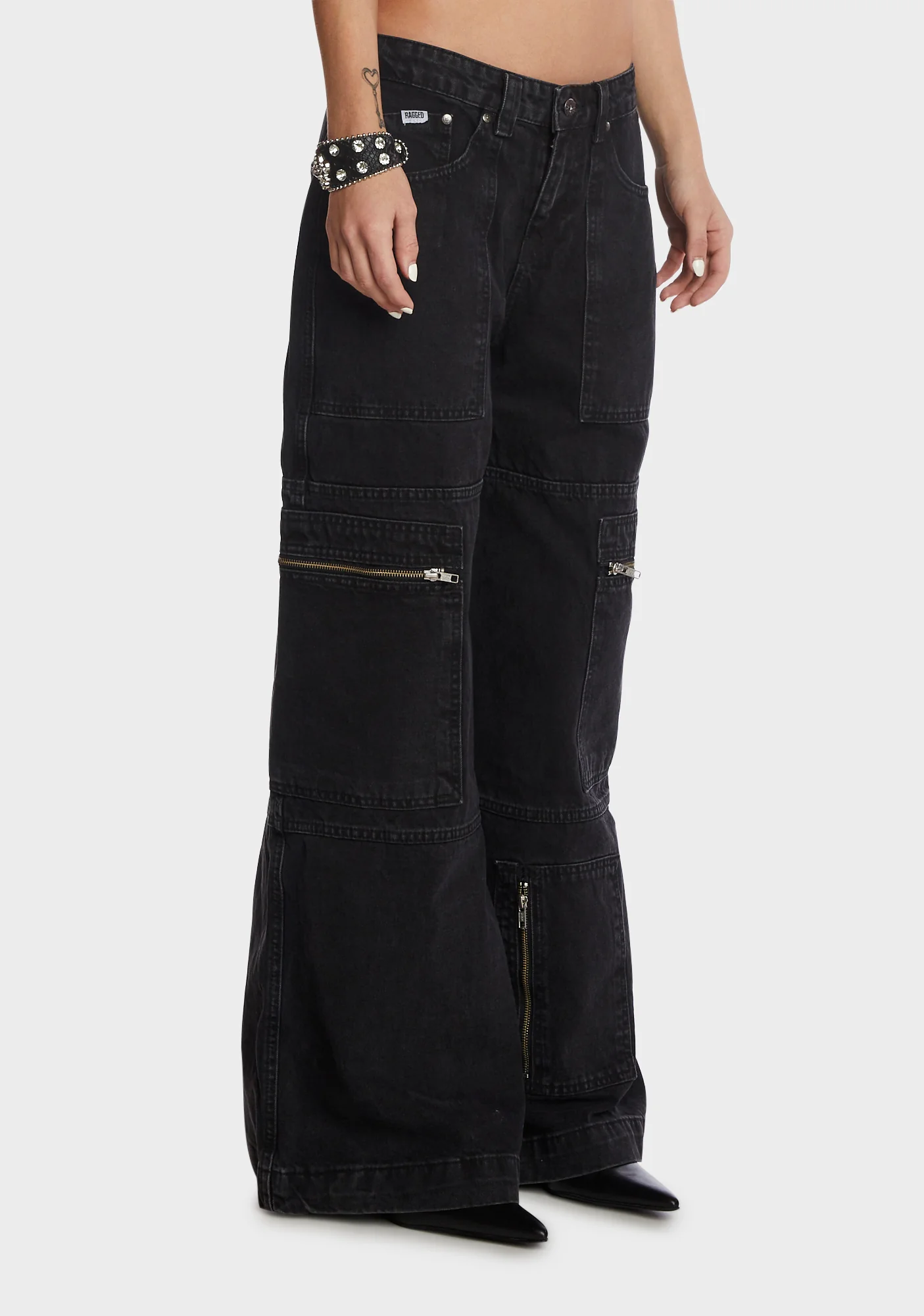 Zip Sweeper Denim Jeans - Charcoal - Image 3