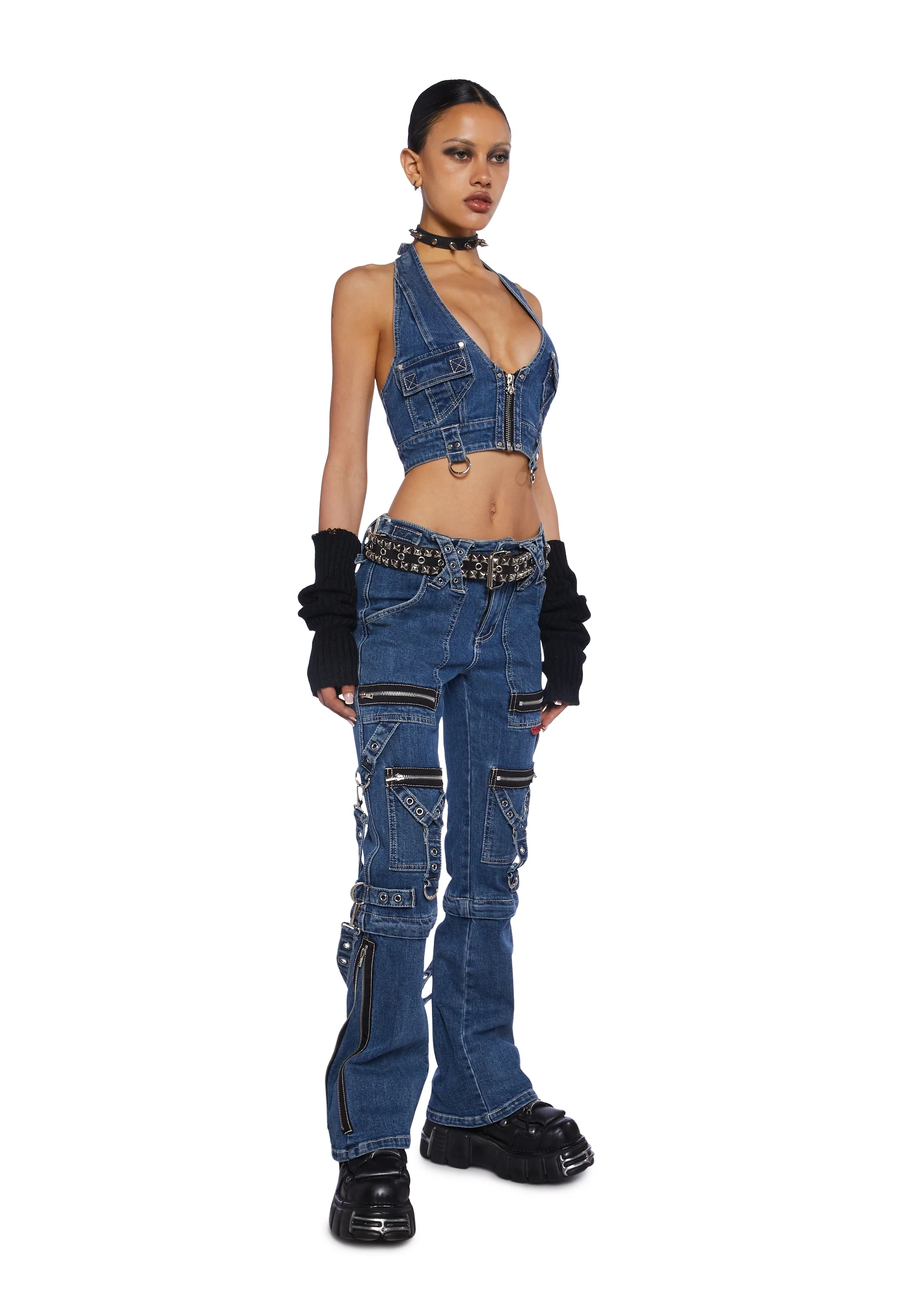 Zip to Zip Pants - Blue Denim - Image 2