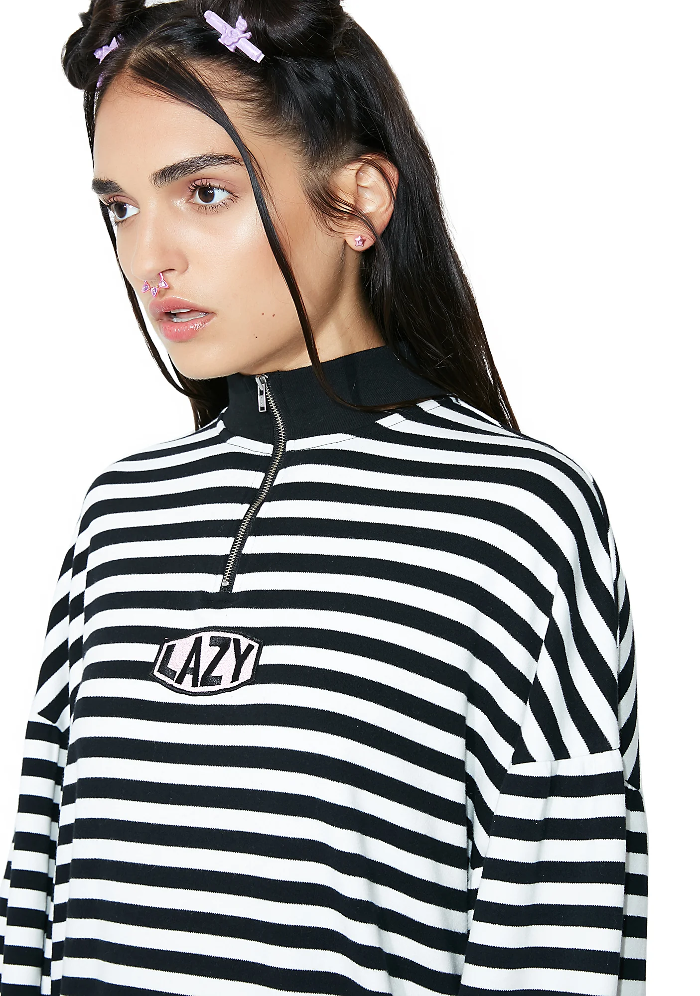 Zip Up Stripey Sweatshirt - Image 3